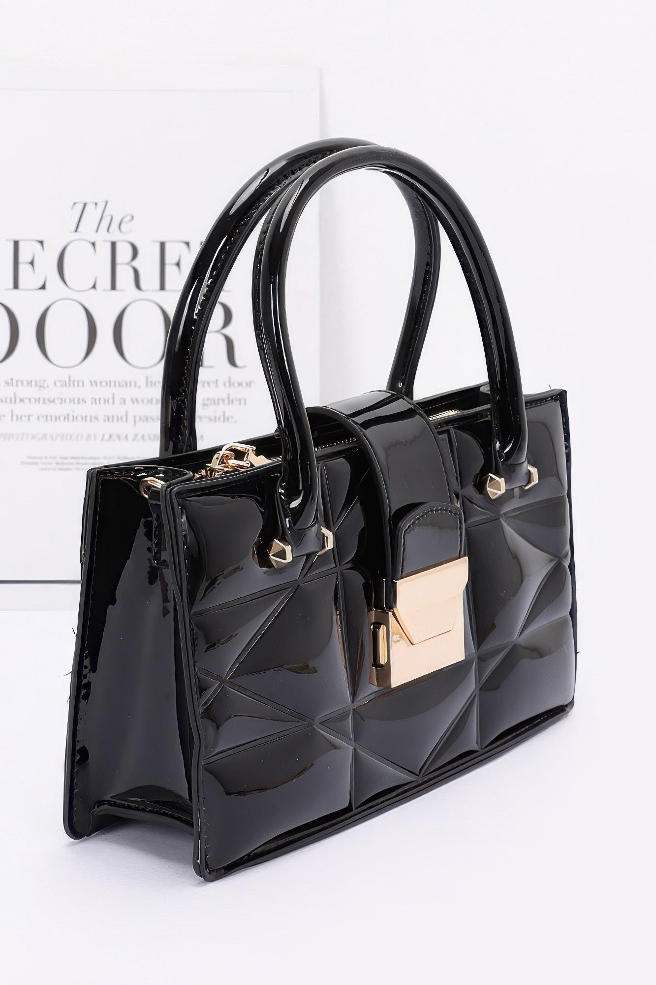 Embossed Enamel Handle Clutch product image