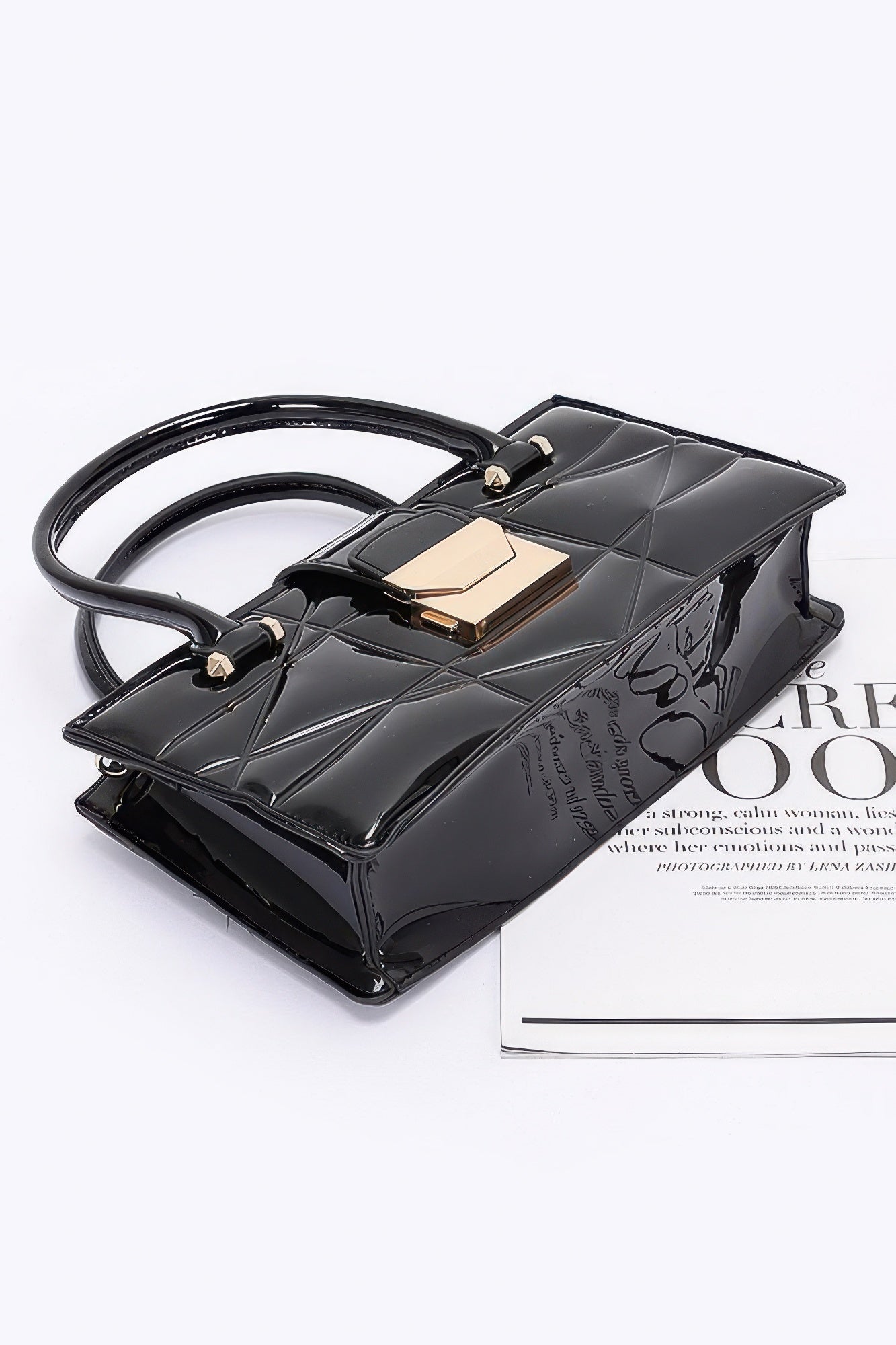 Embossed Enamel Handle Clutch product image