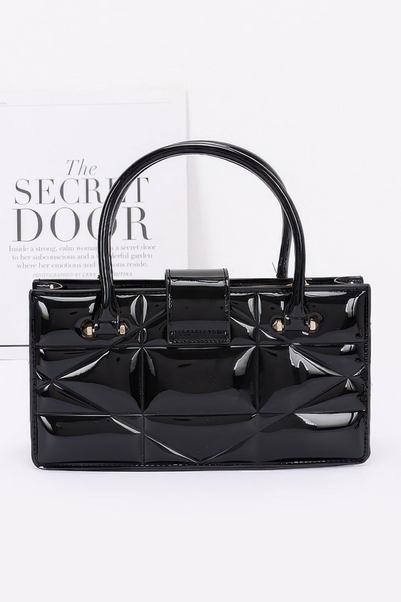 Embossed Enamel Handle Clutch product image