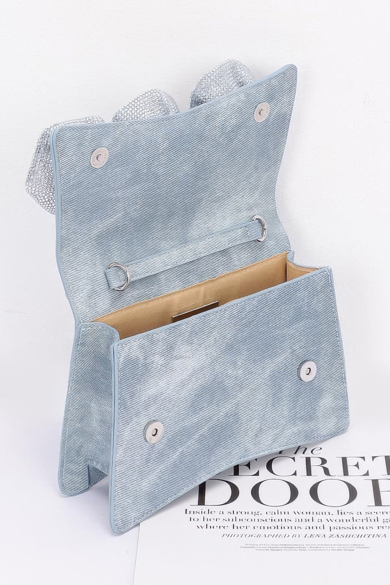 Faux Leather Rhinestone Hot Fix Flower Bag product image