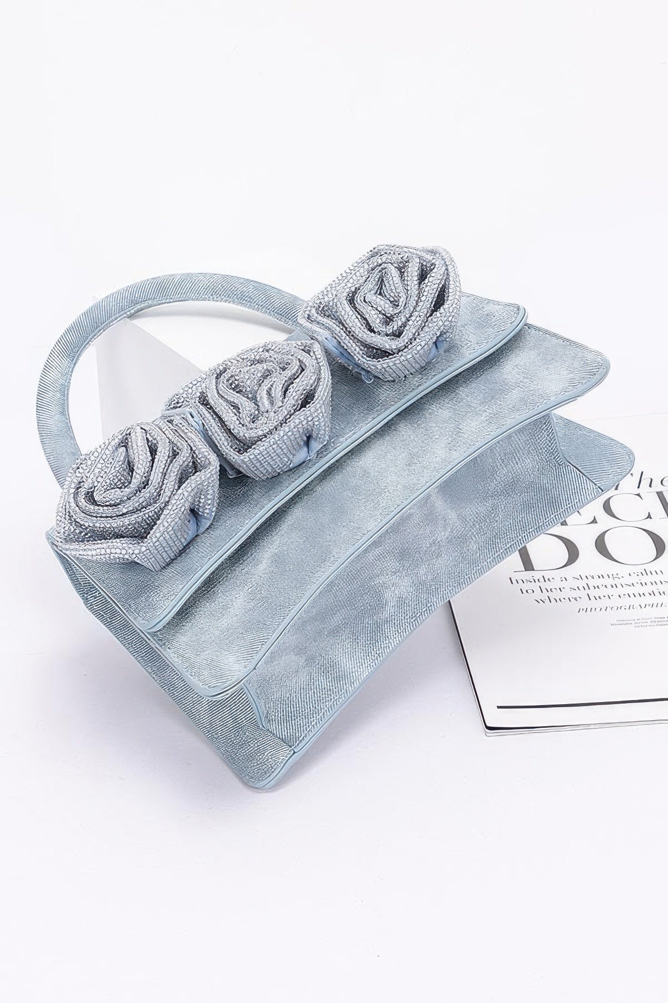 Faux Leather Rhinestone Hot Fix Flower Bag product image