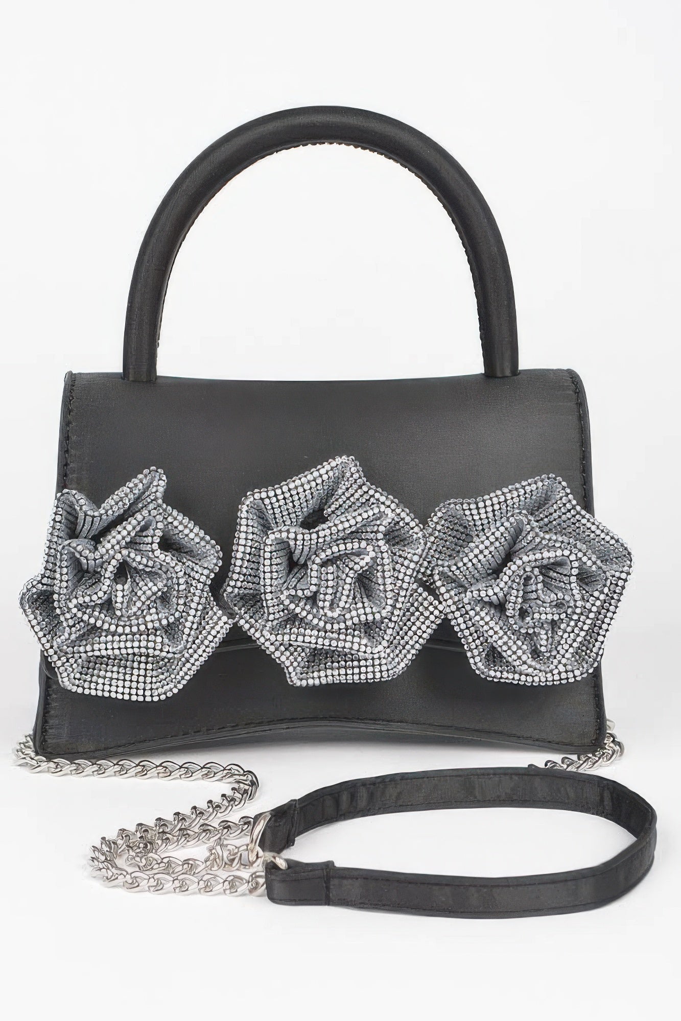 Faux Leather Rhinestone Hot Fix Flower Bag product image