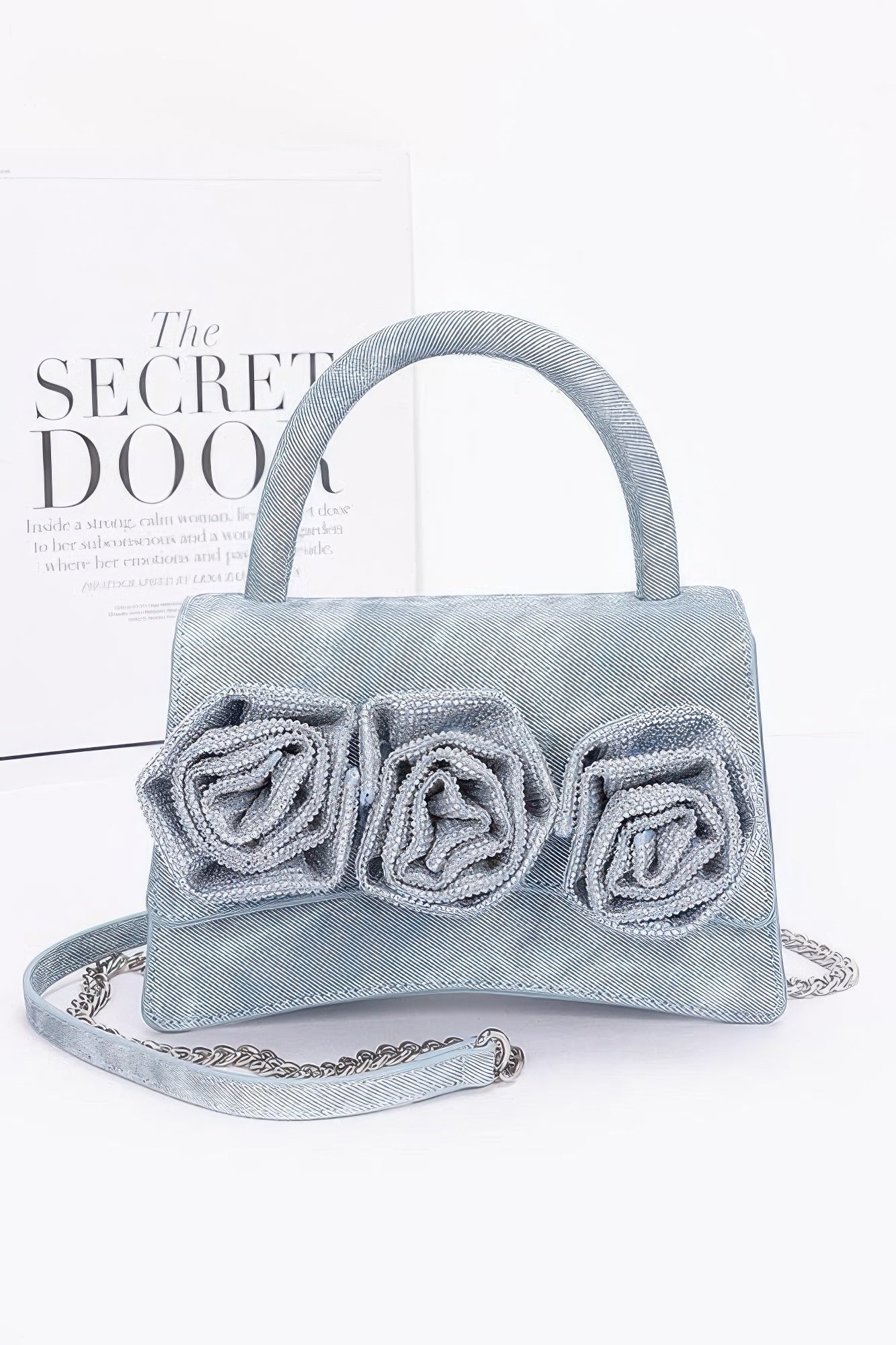 Faux Leather Rhinestone Hot Fix Flower Bag product image