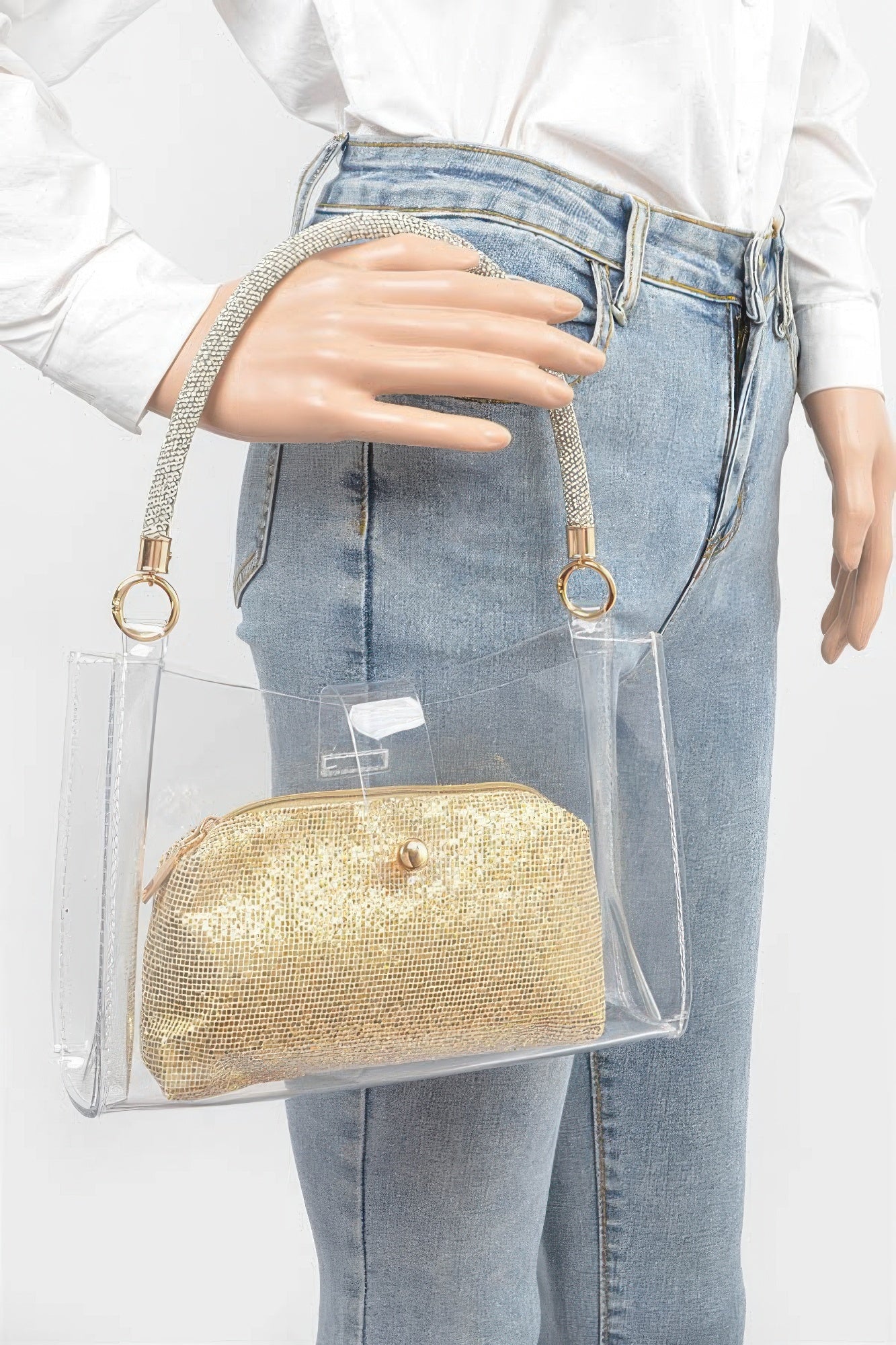 Clear Small Hobo Bag W/rhinestone Handle product image