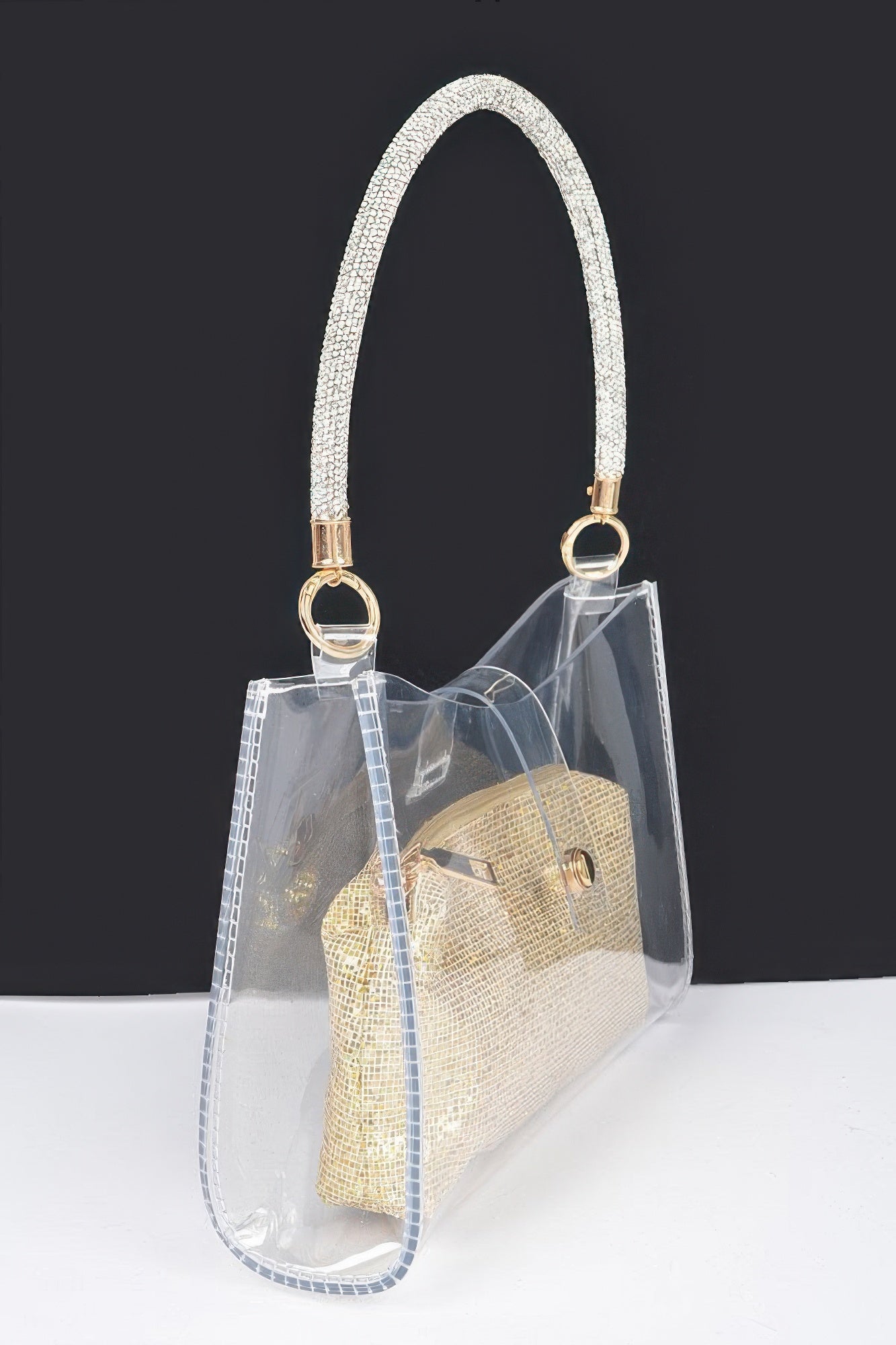 Clear Small Hobo Bag W/rhinestone Handle product image