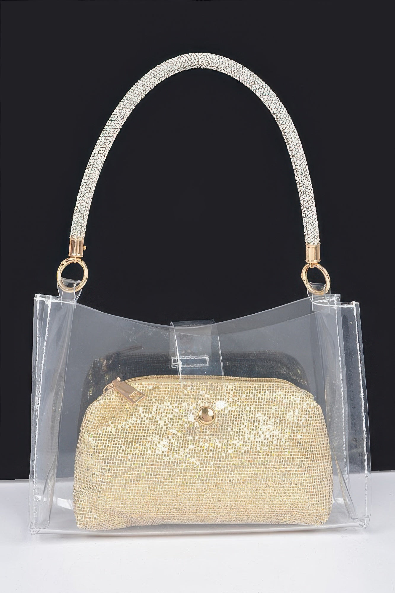 Clear Small Hobo Bag W/rhinestone Handle product image