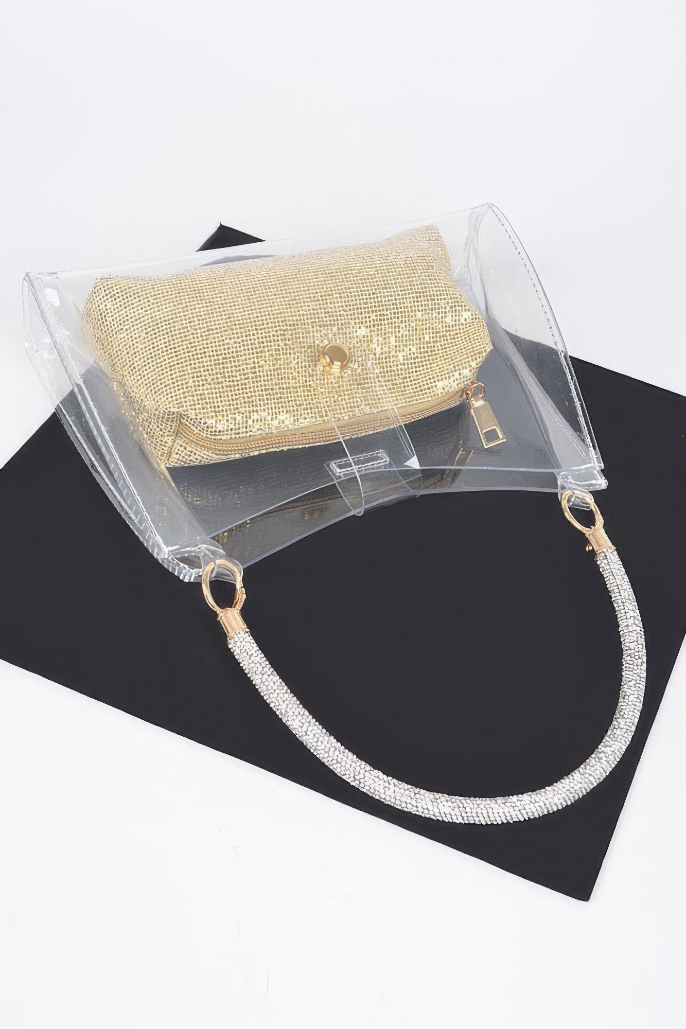 Clear Small Hobo Bag W/rhinestone Handle product image