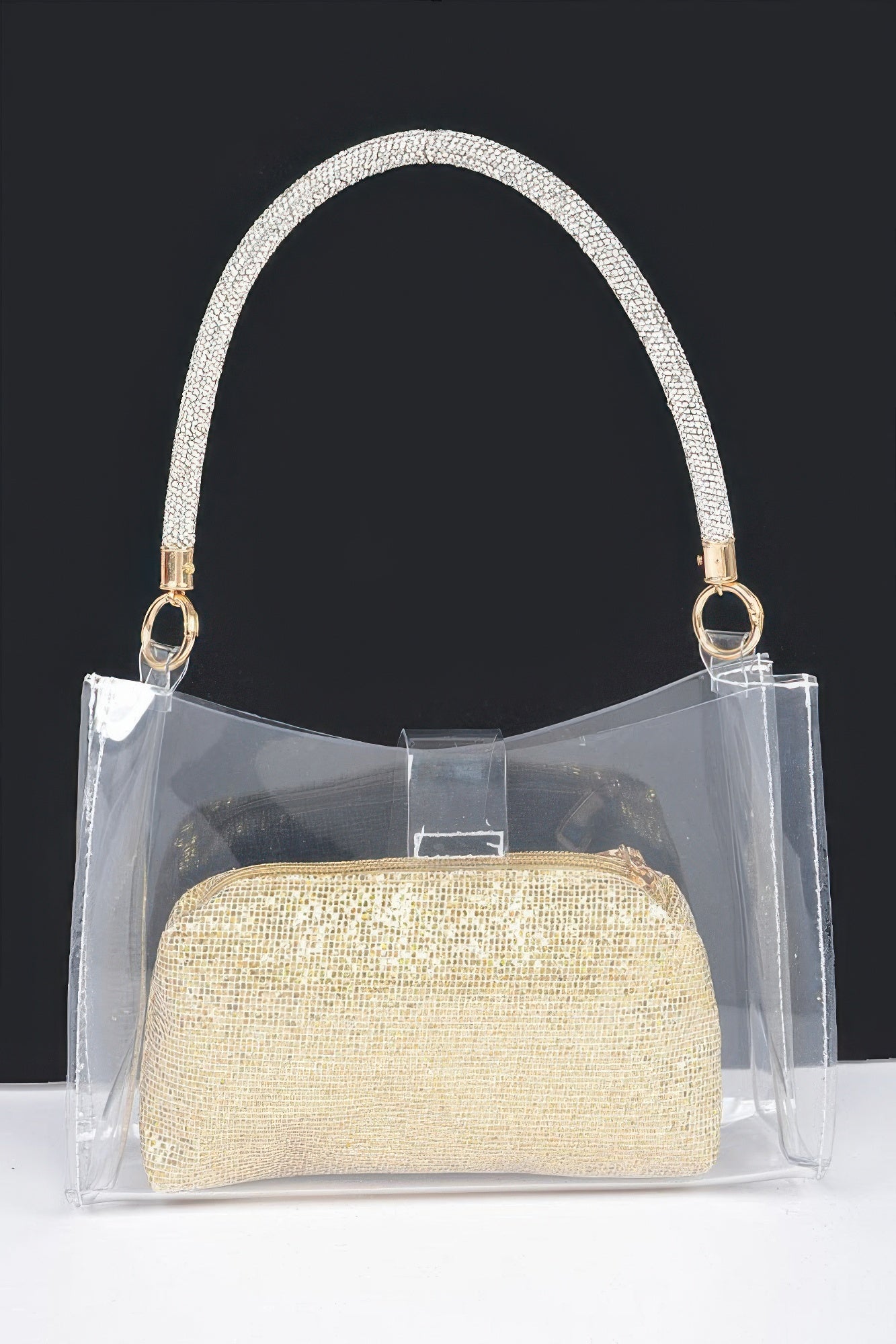 Clear Small Hobo Bag W/rhinestone Handle product image
