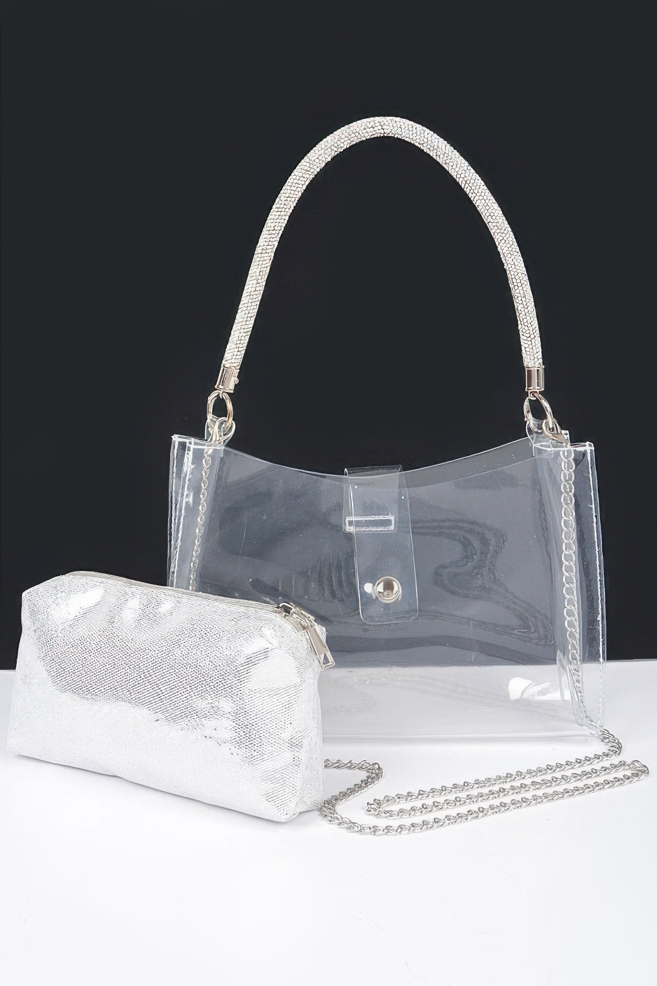 Clear Small Hobo Bag W/rhinestone Handle product image