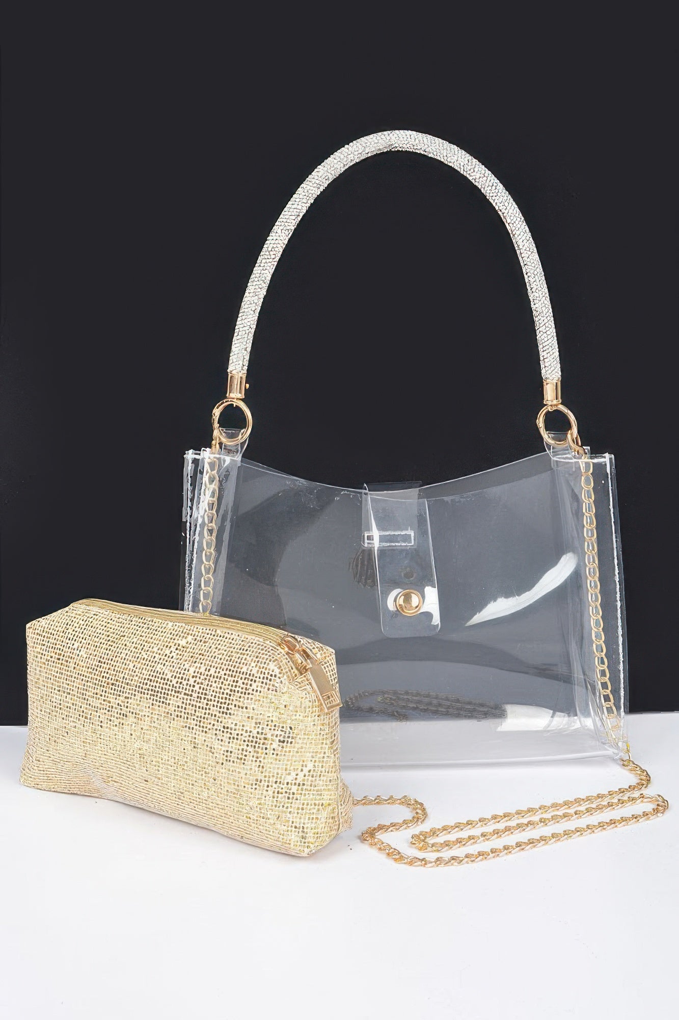 Clear Small Hobo Bag W/rhinestone Handle product image