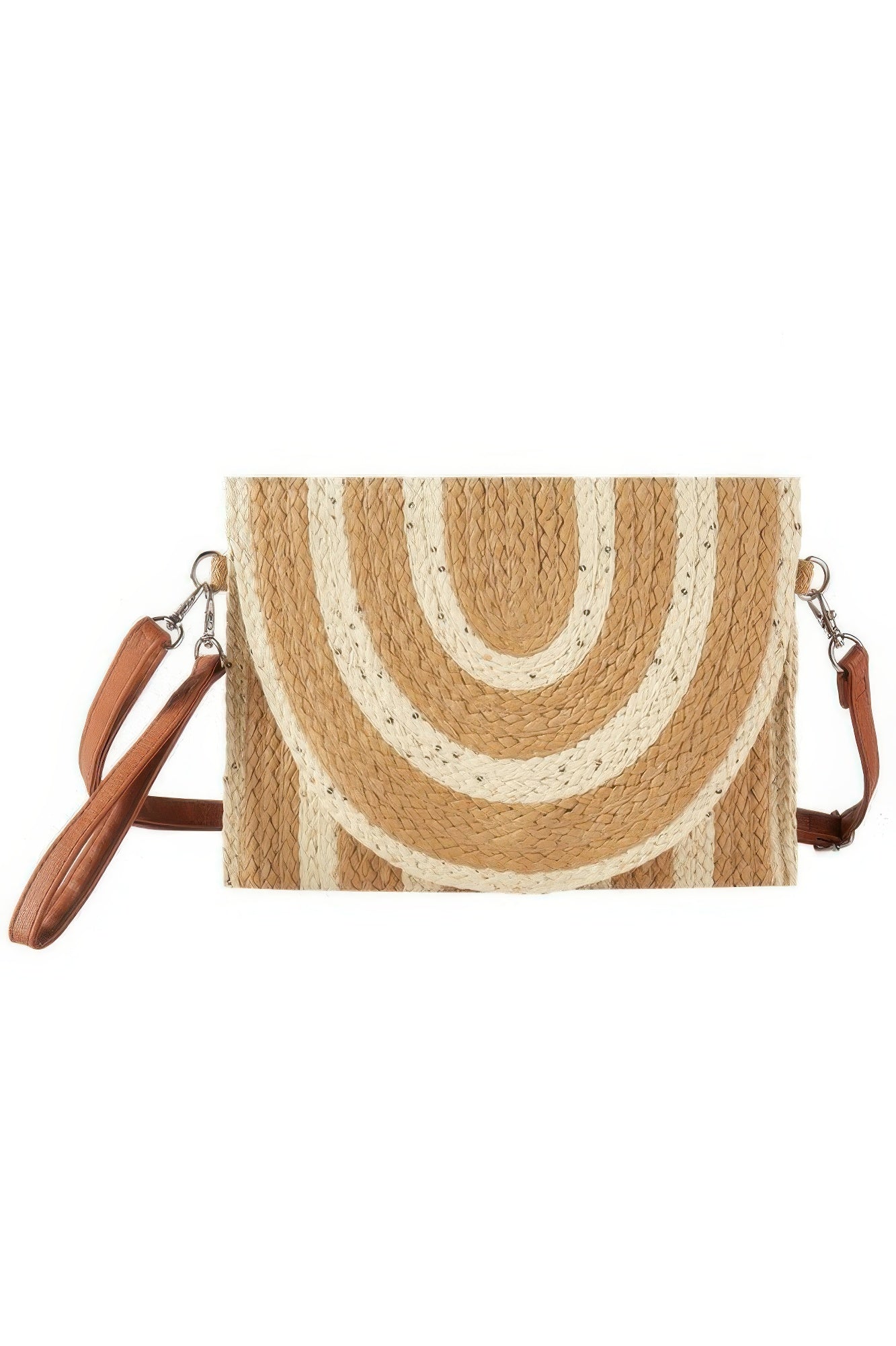 Sequin Mixed Two Tone Straw Clutch & Crossbody Bag product image