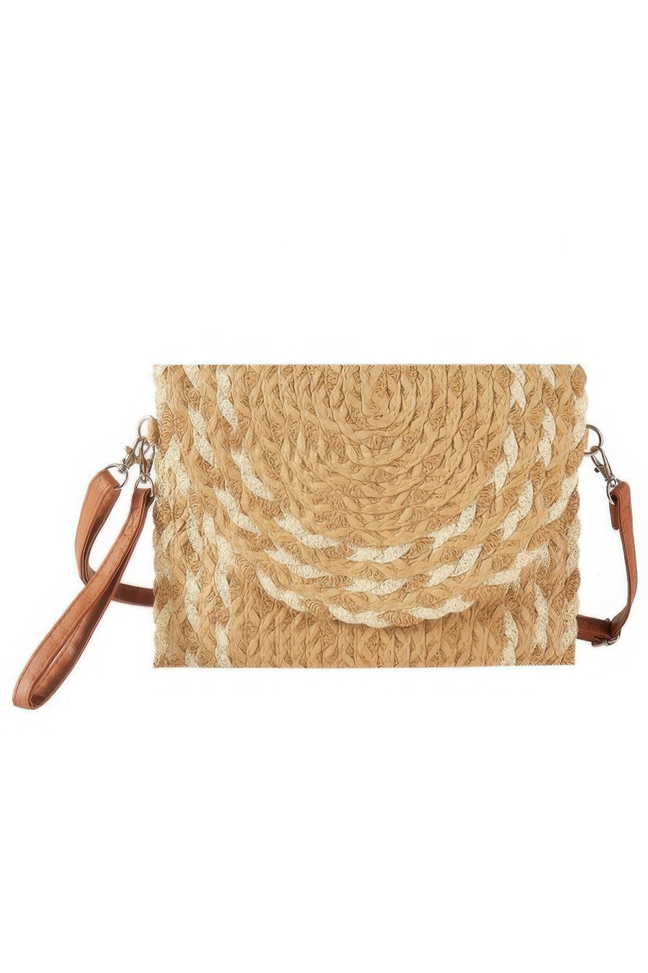 Mixed Color Detail Straw Clutch & Crossbody Bag product image