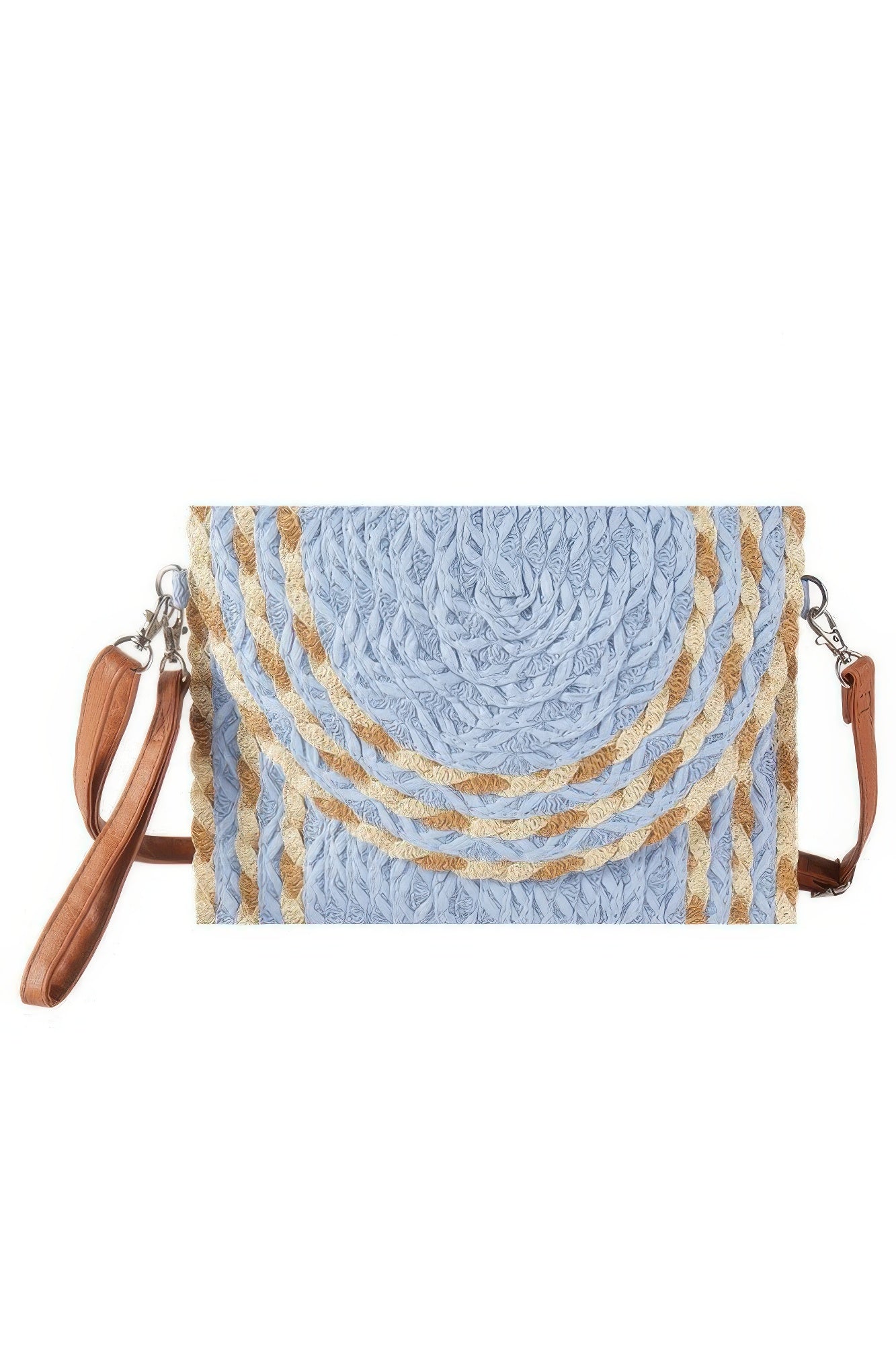 Mixed Color Detail Straw Clutch & Crossbody Bag product image