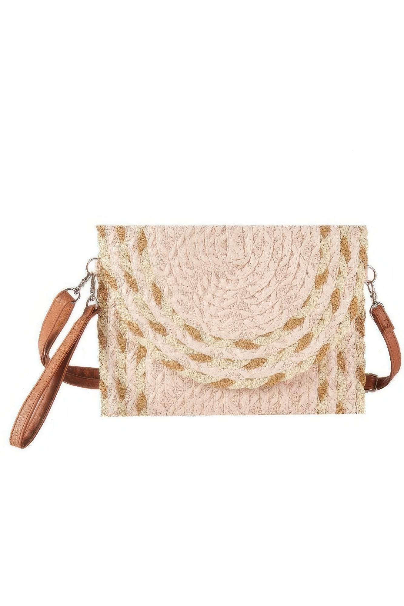 Mixed Color Detail Straw Clutch & Crossbody Bag product image