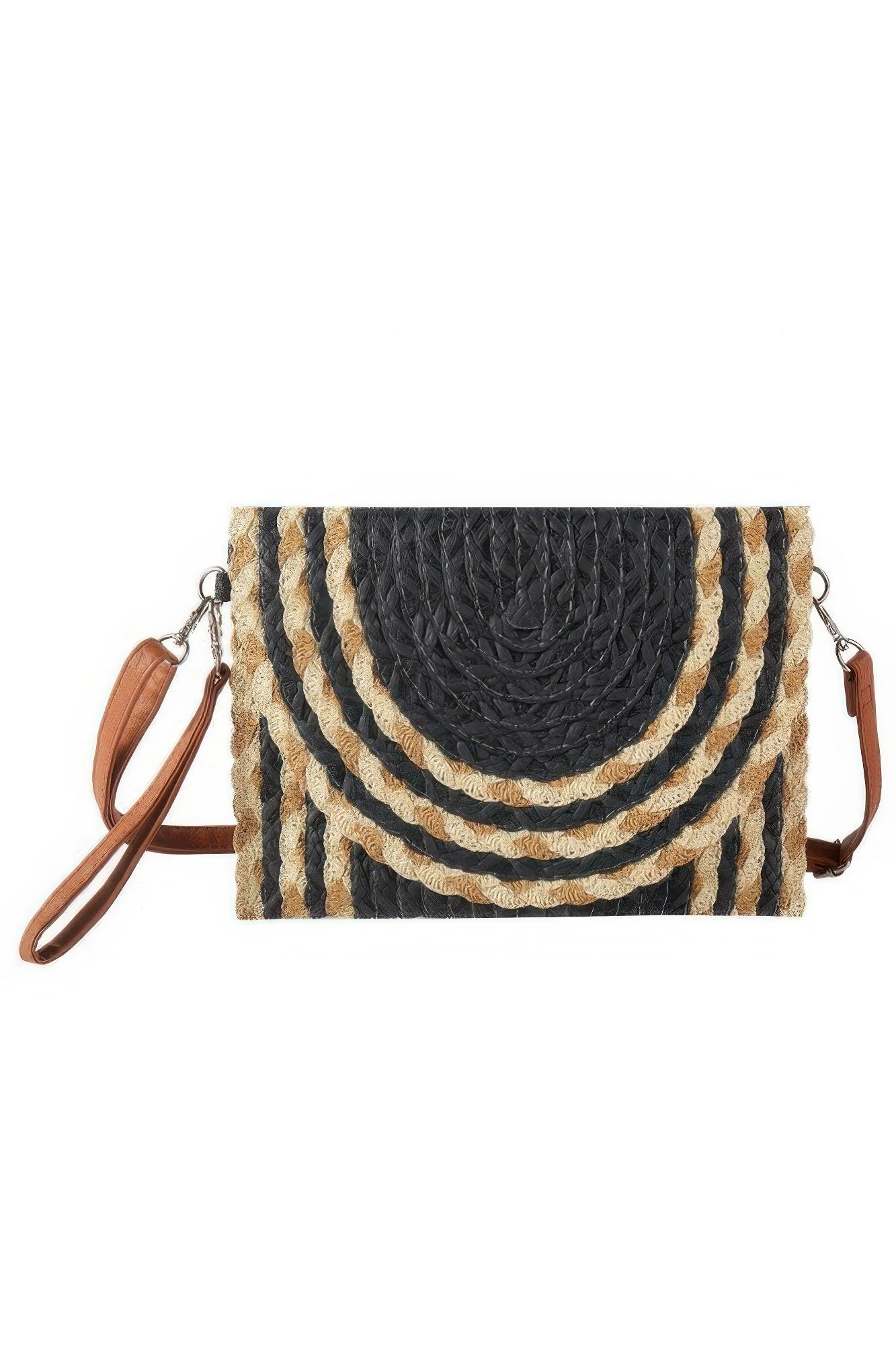 Mixed Color Detail Straw Clutch & Crossbody Bag product image