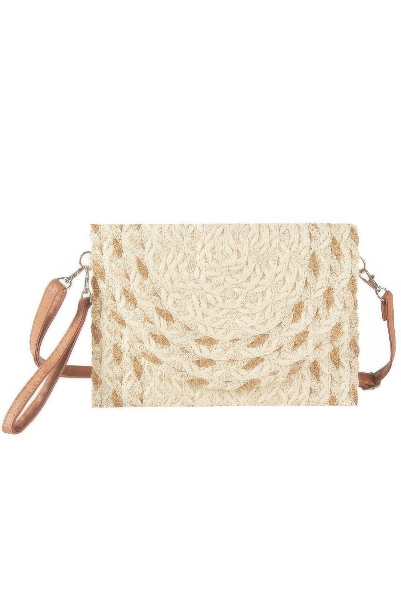 Mixed Color Detail Straw Clutch & Crossbody Bag product image