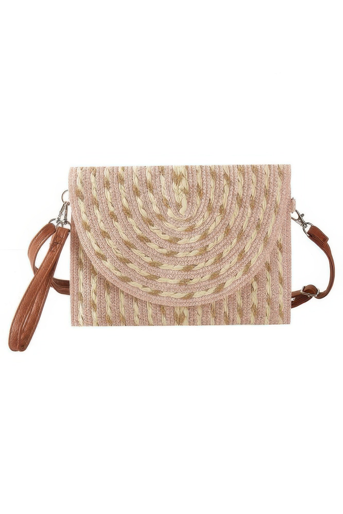 Gold Threads Mixed Color Straw Clutch Crossbodybag product image