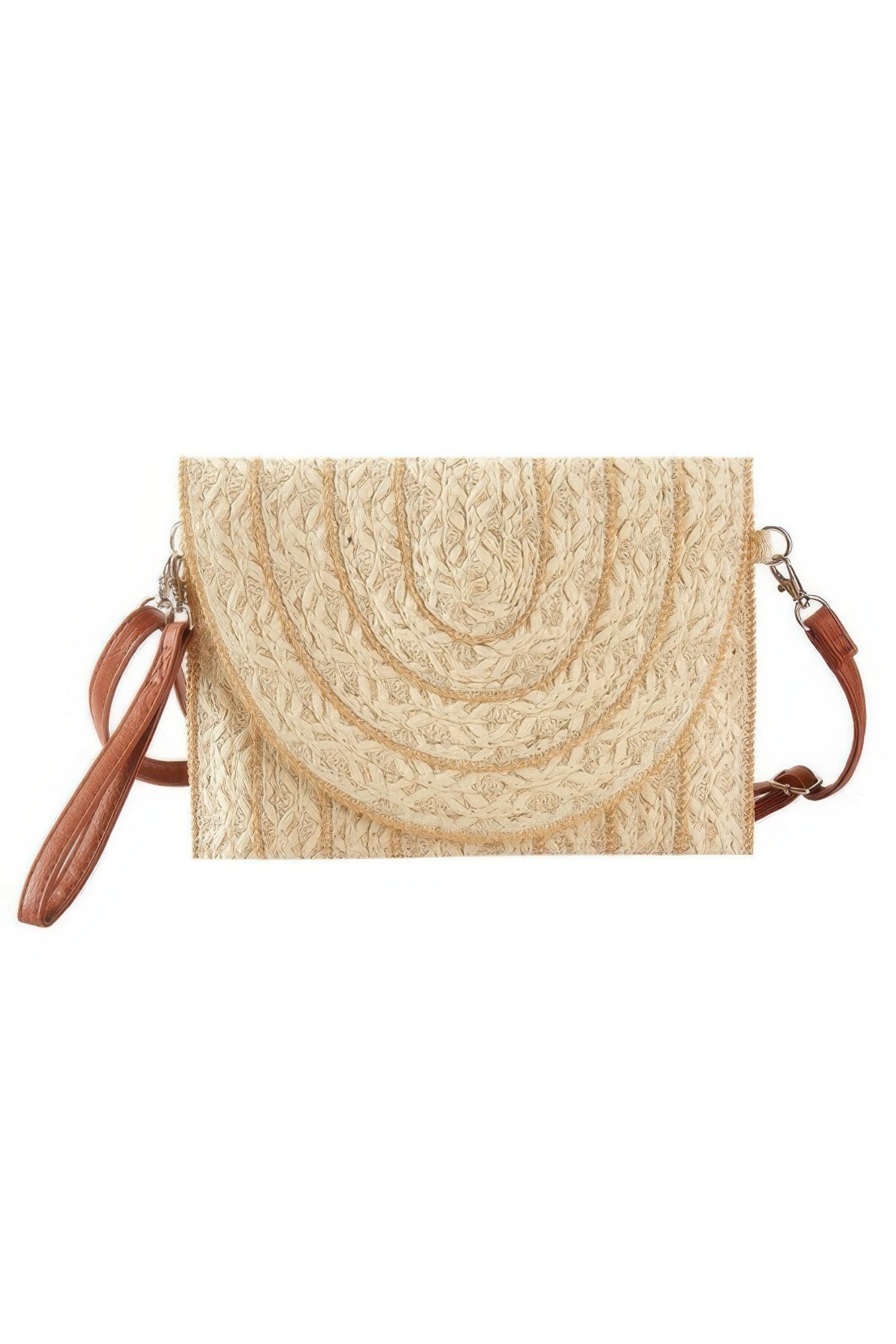 Stitch Detailed Straw Clutch & Crossbody Bag product image