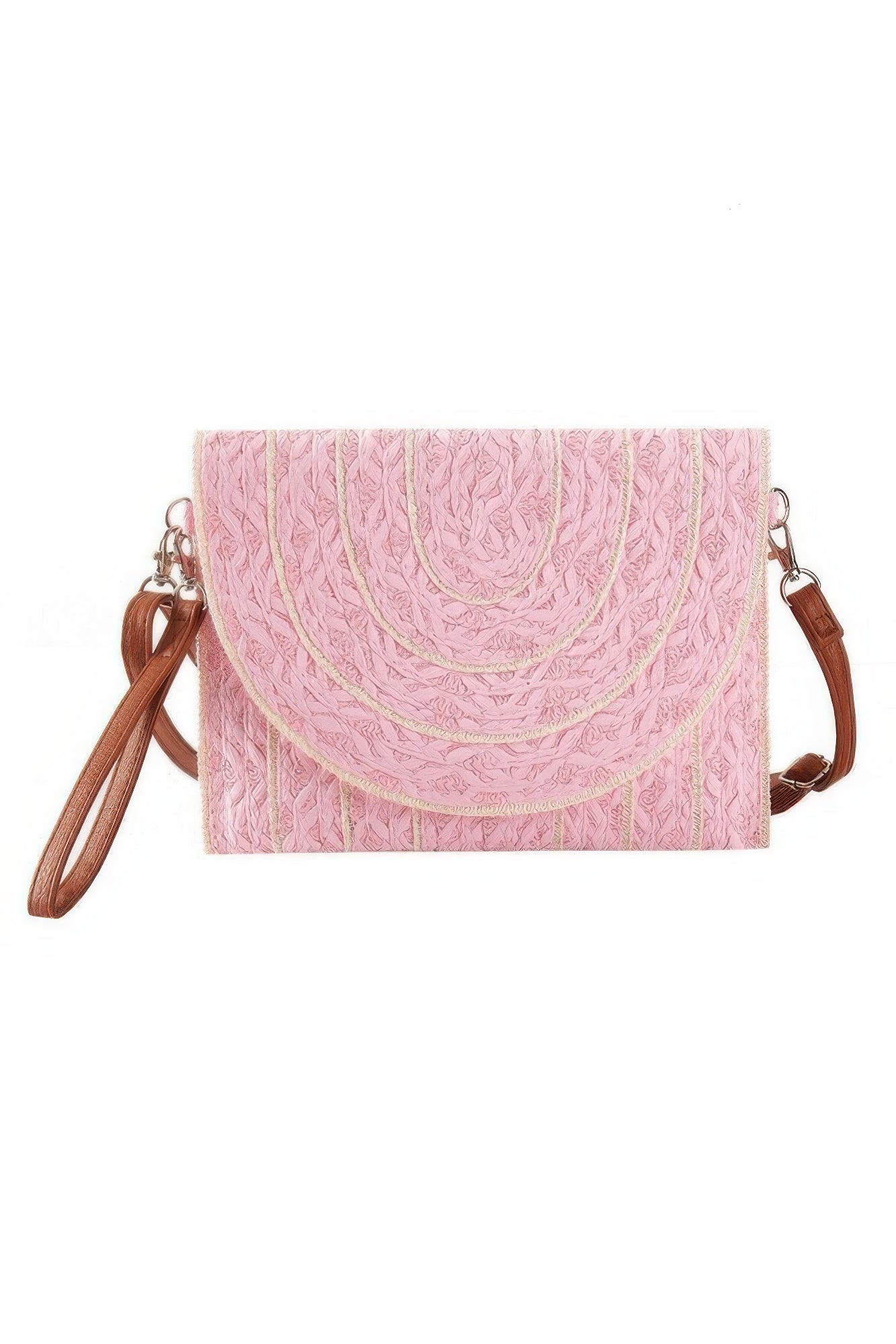 Stitch Detailed Straw Clutch & Crossbody Bag product image