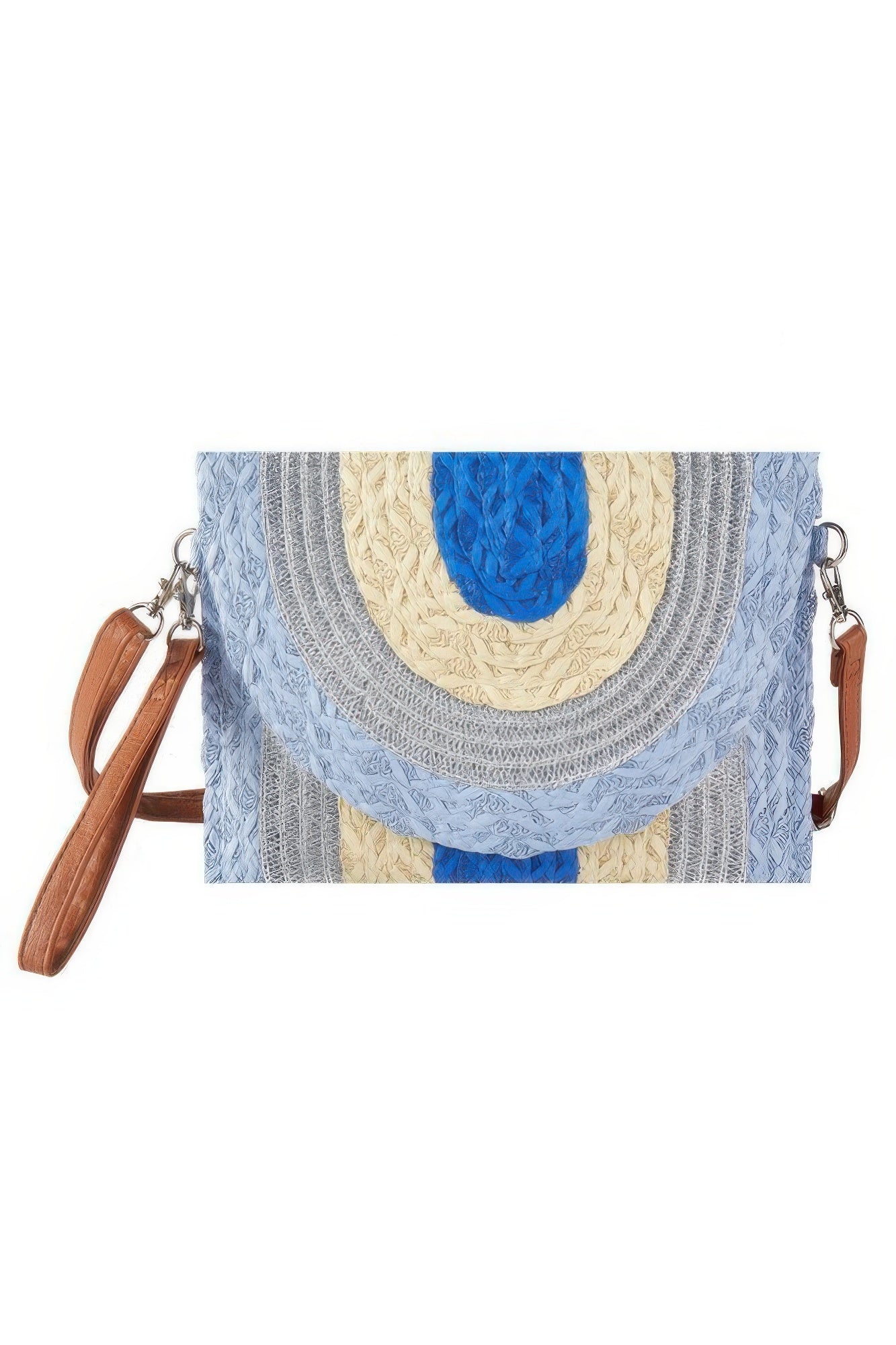 Metallic Lined Multicolor Straw Clutchcrossbodybag product image