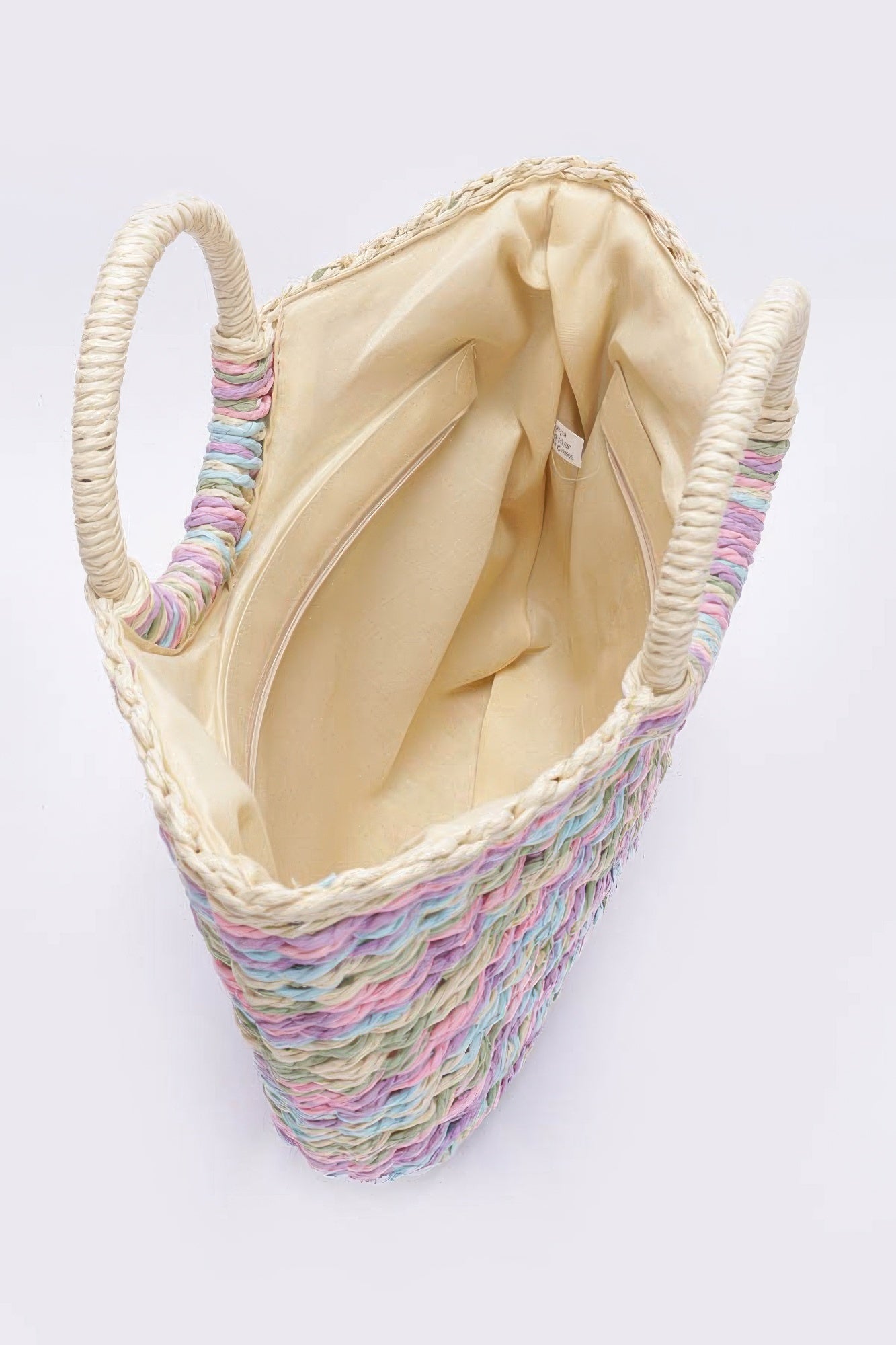 Faux Straw Multi Color Round Handle Tote Bag product image