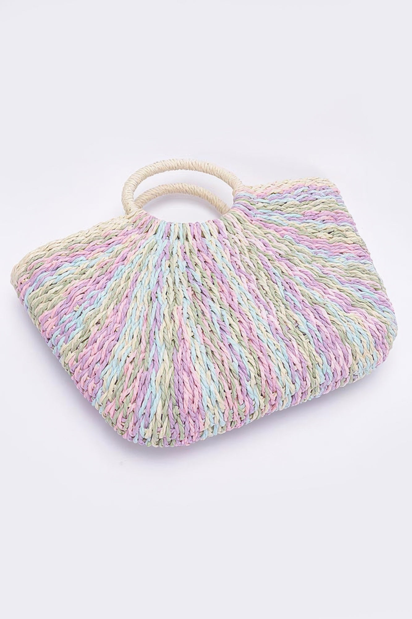 Faux Straw Multi Color Round Handle Tote Bag product image