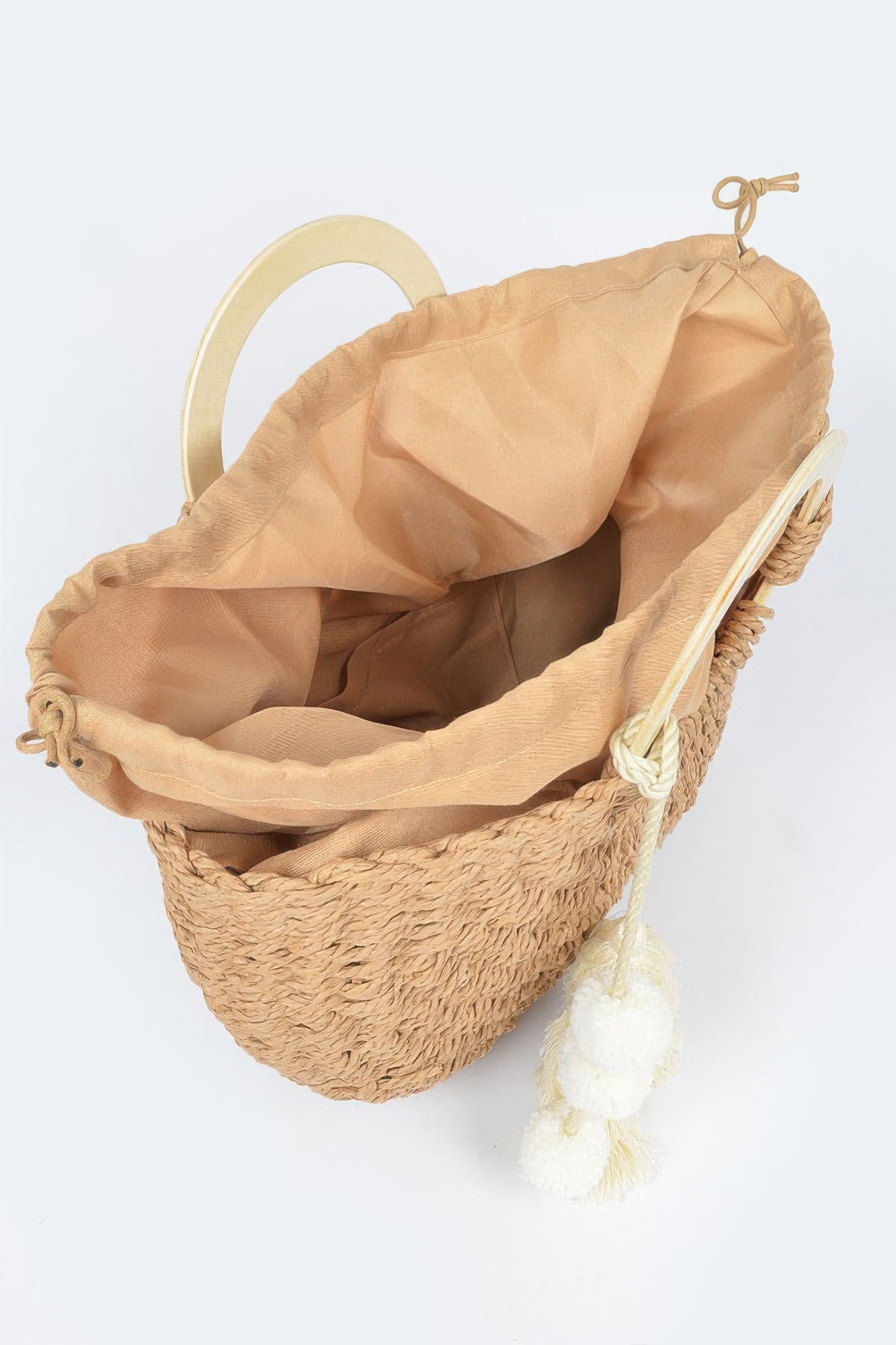 Woven Cotton Wood Handle Tote Bag product image