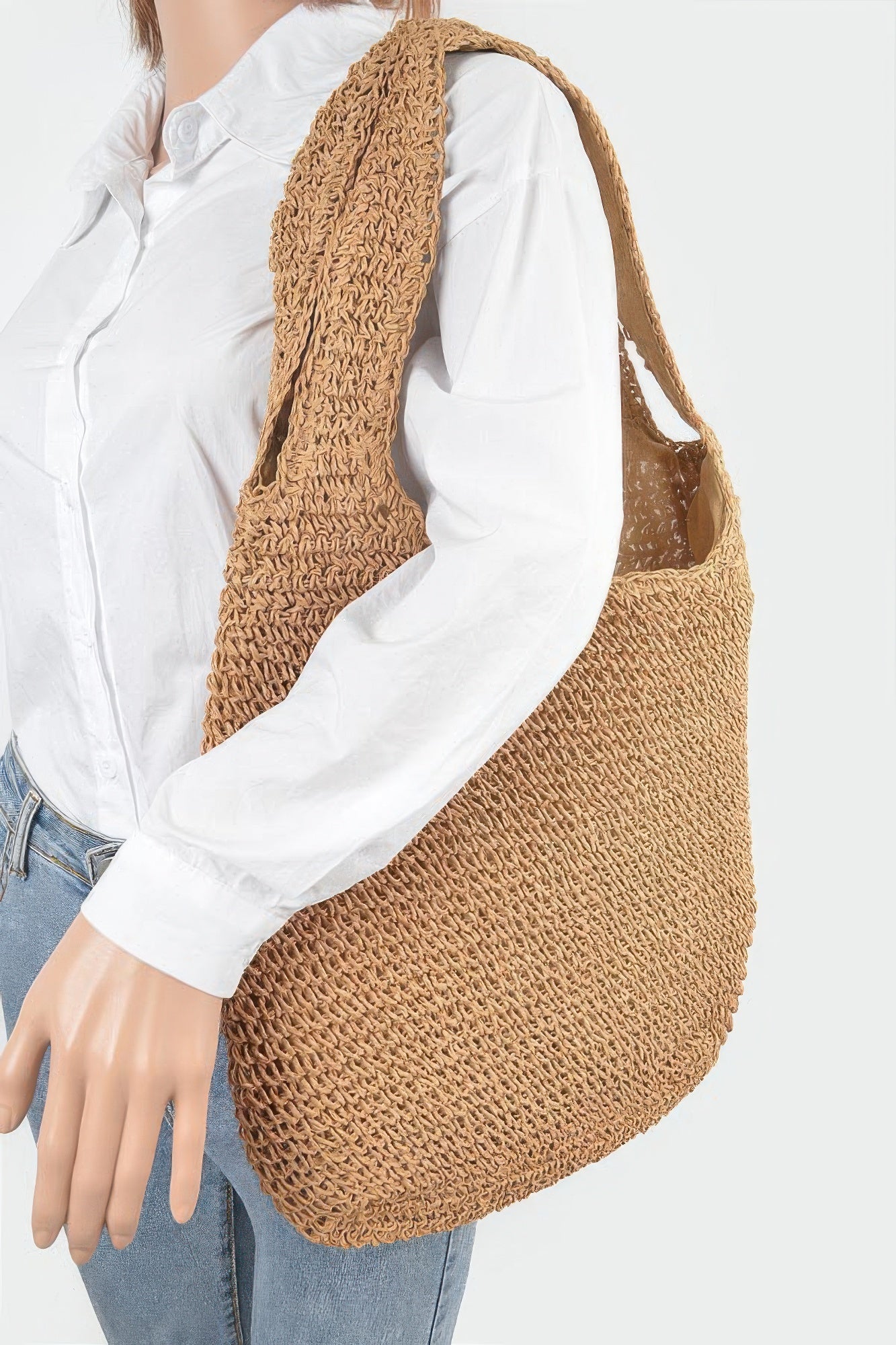 Faux Straw Hobo Bag product image