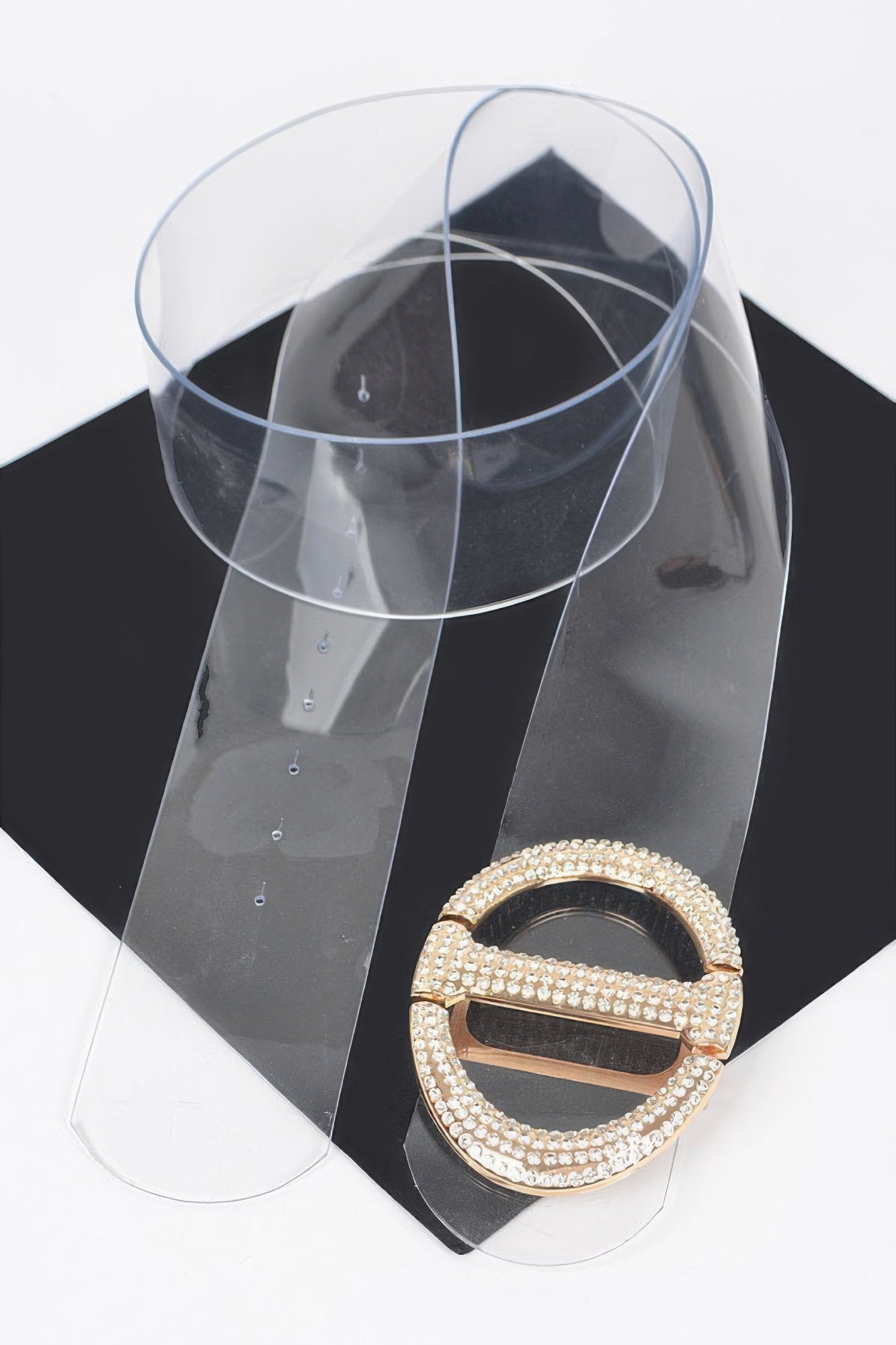 Rhinestone Metal Buckle Plus Size Transparent Belt product image
