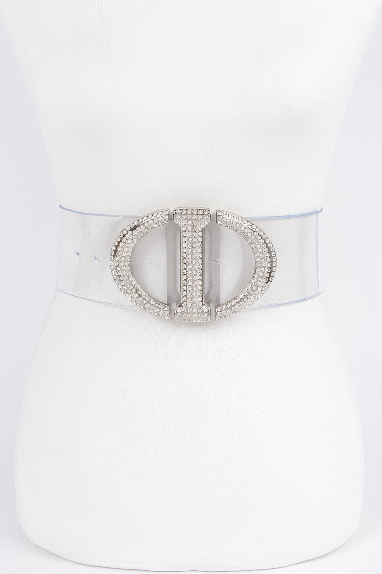 Rhinestone Metal Buckle Plus Size Transparent Belt product image