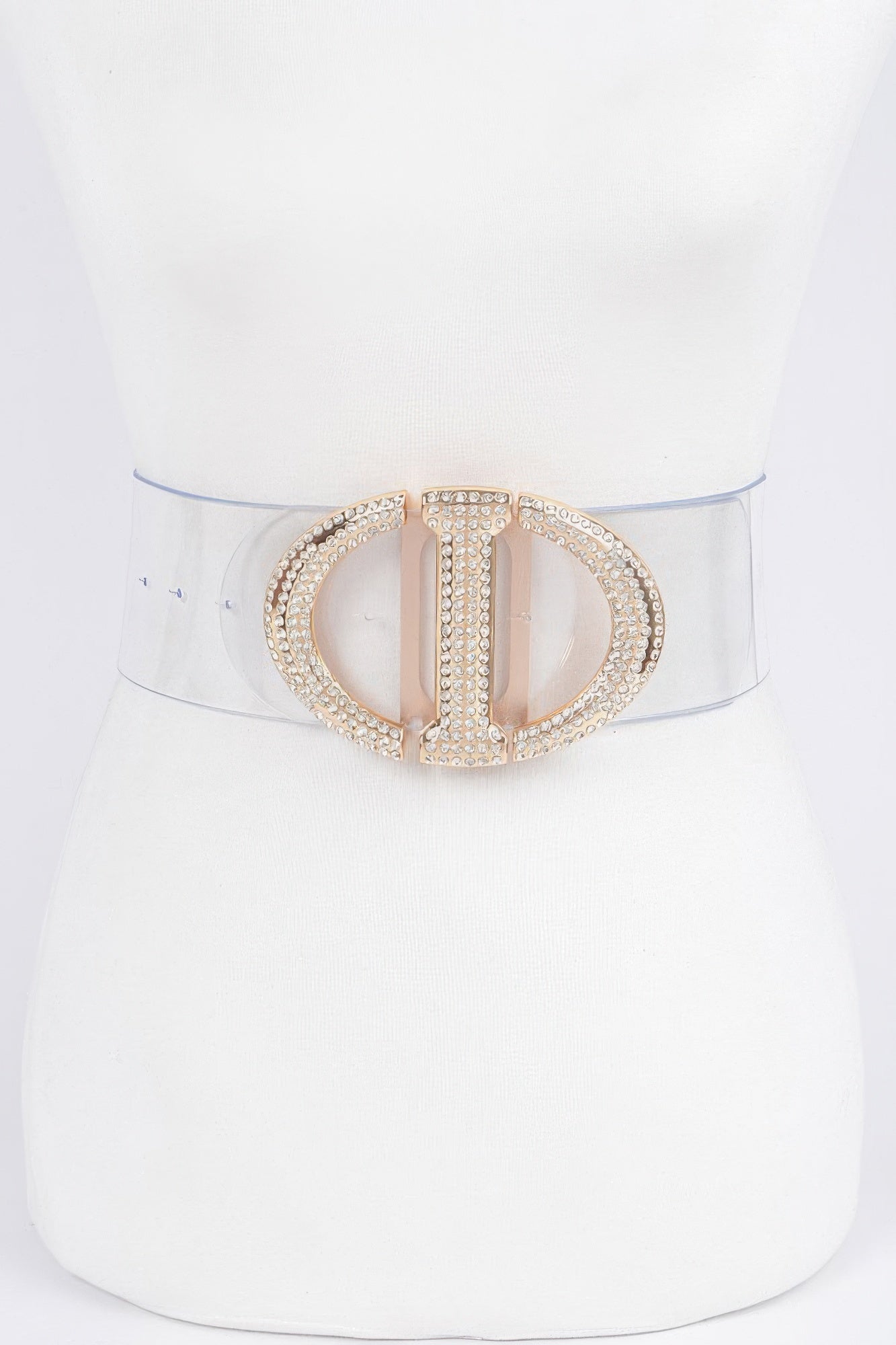 Rhinestone Metal Buckle Plus Size Transparent Belt product image