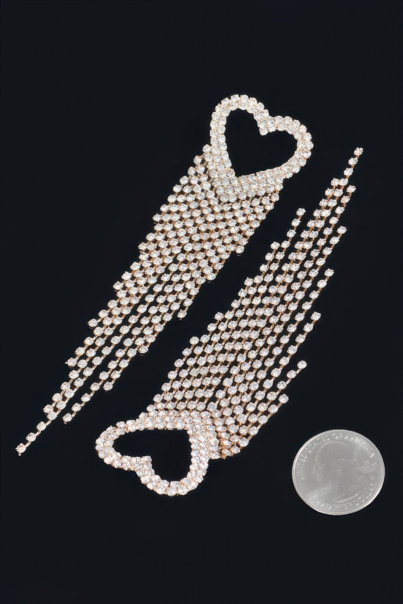 Rhinestone Heart Fringe Earring product image