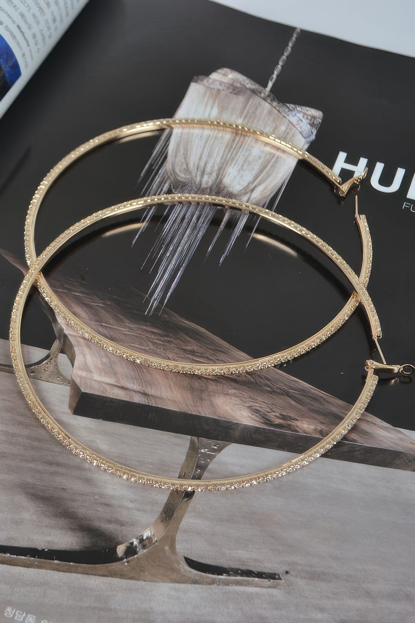 12cm Double Rhinestone Hoop Earrings product image