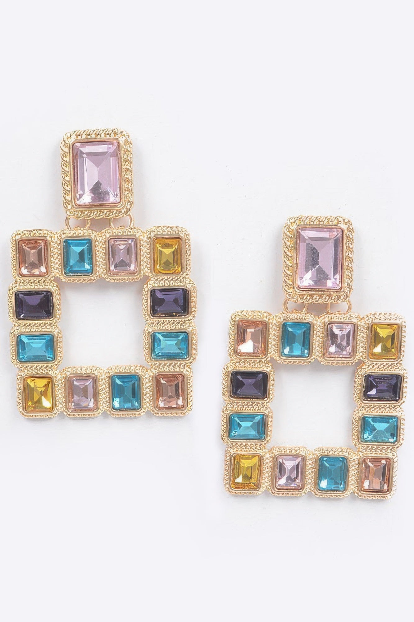 Multi Square Gemstone Earrings product image