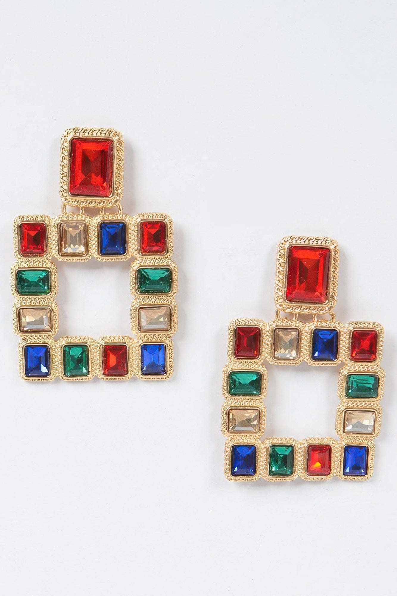 Multi Square Gemstone Earrings product image