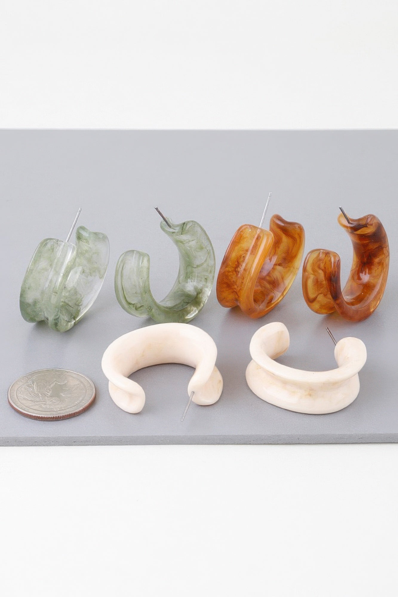 Multi Marble Stone Hoop Earrings product image