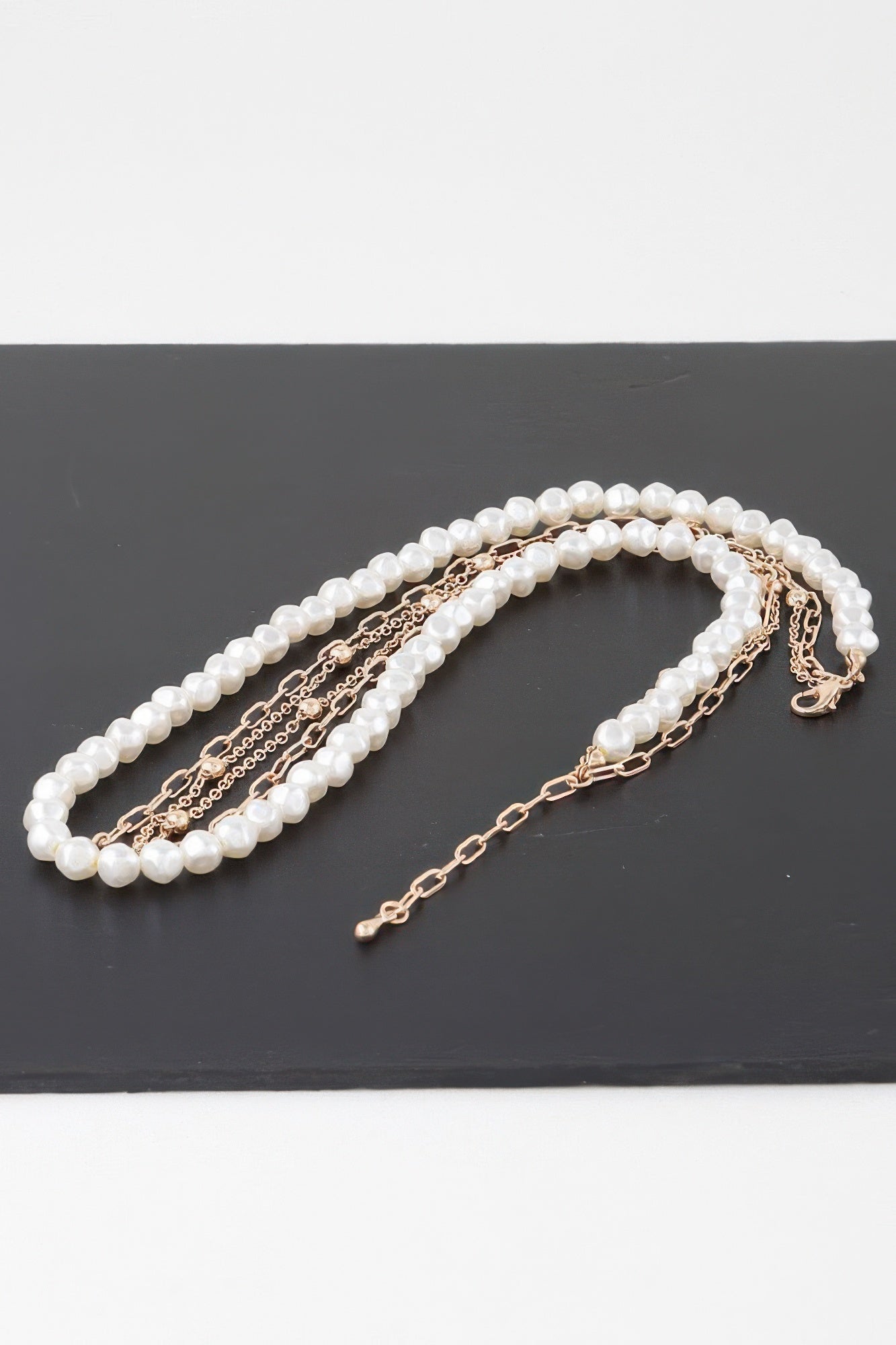 Triple Pearl Chain Necklace product image