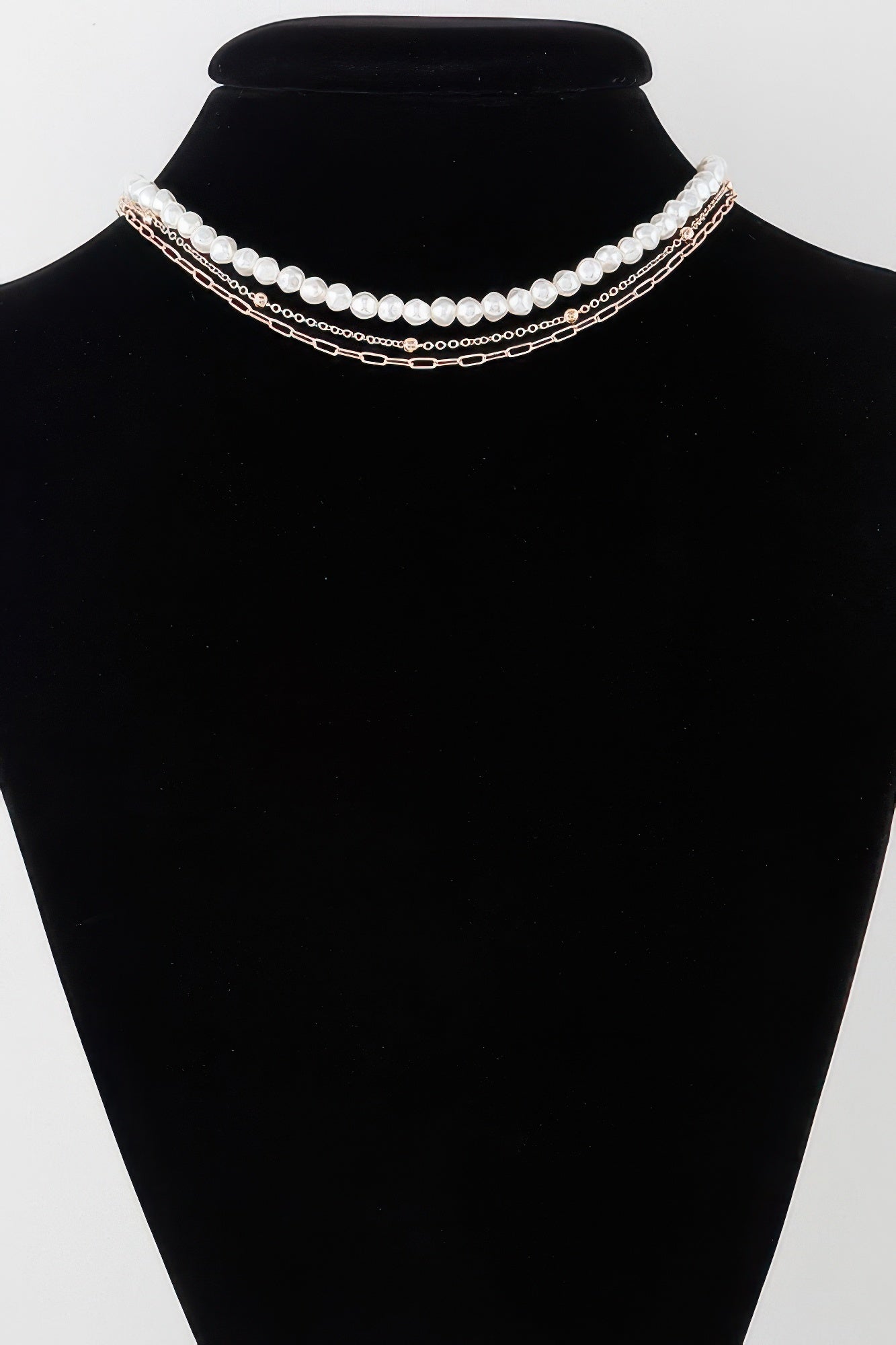 Triple Pearl Chain Necklace product image