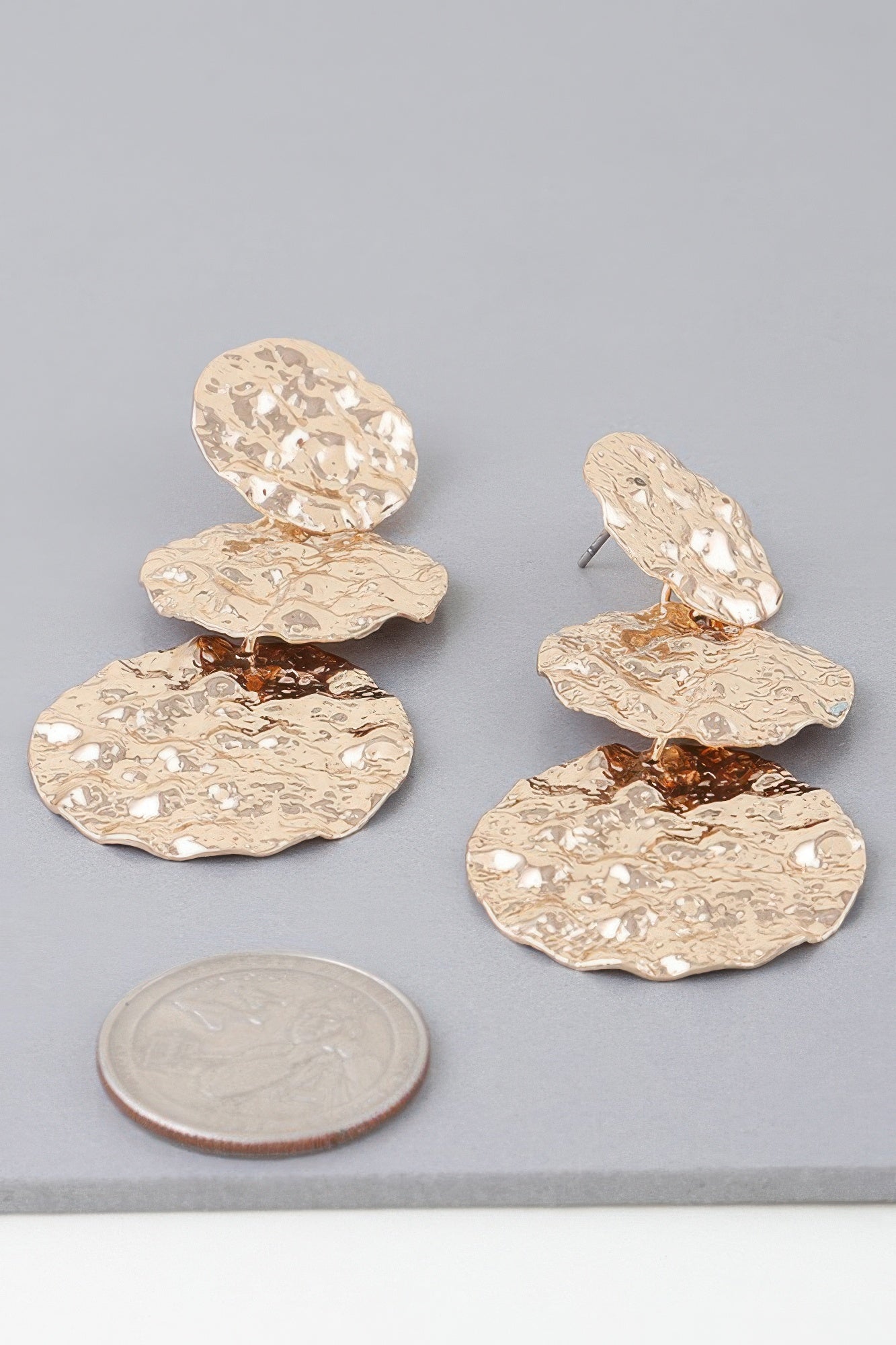 Triple Hammered Disc Earrings product image