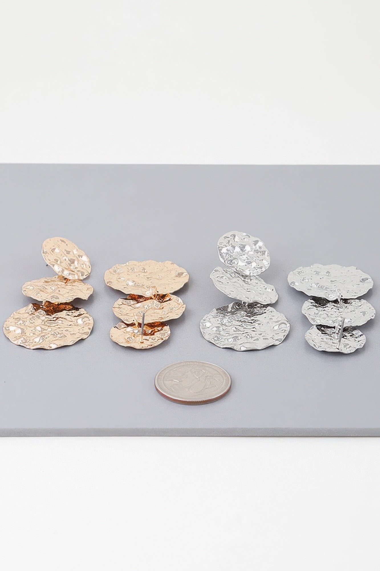 Triple Hammered Disc Earrings product image