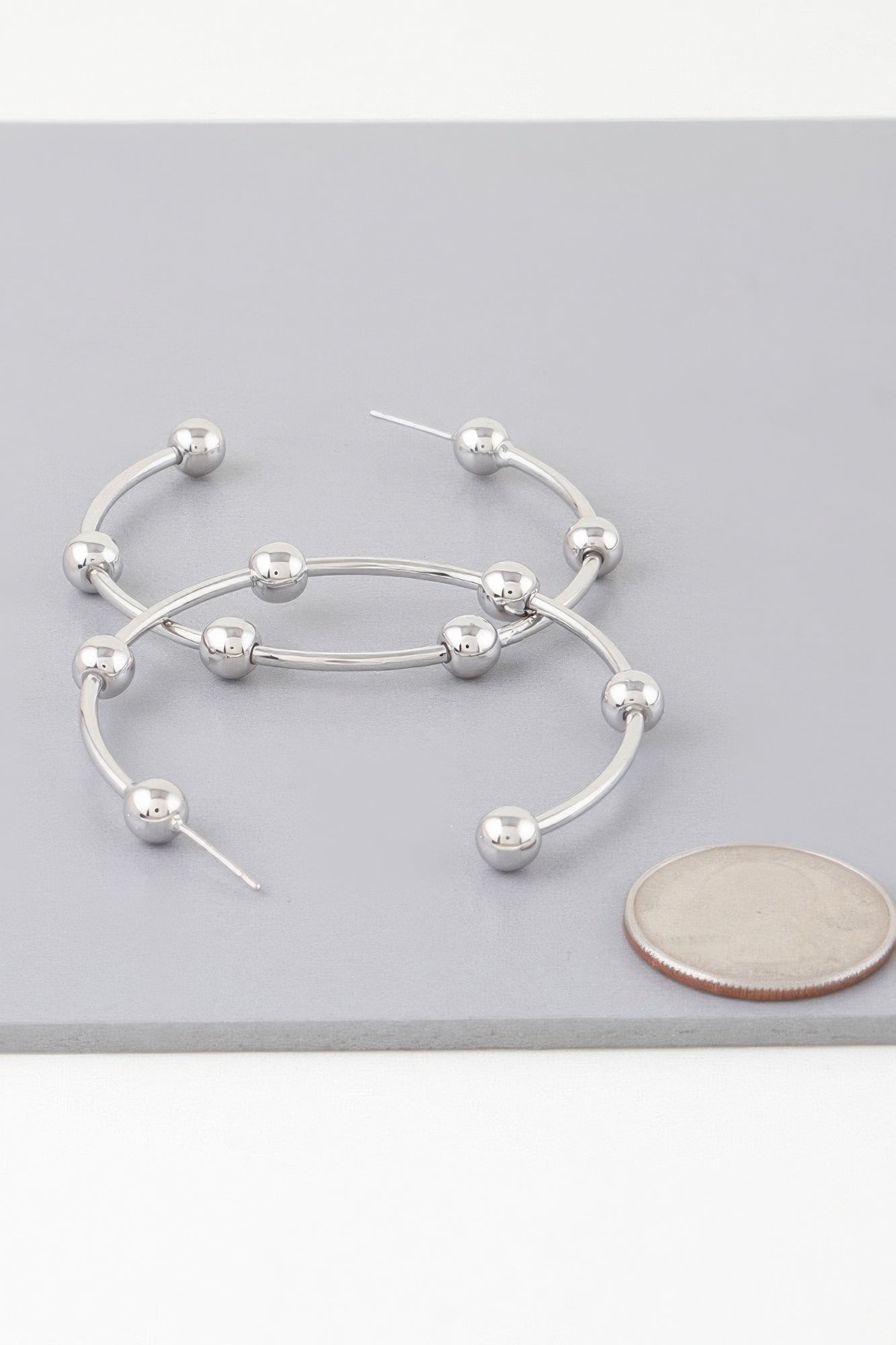 Multi Shiny Bead Hoop Earrings product image