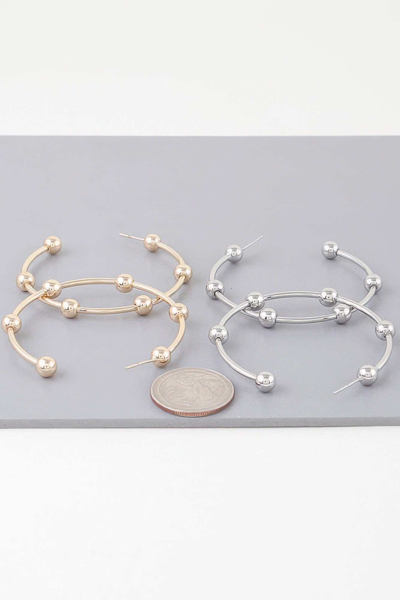 Multi Shiny Bead Hoop Earrings product image