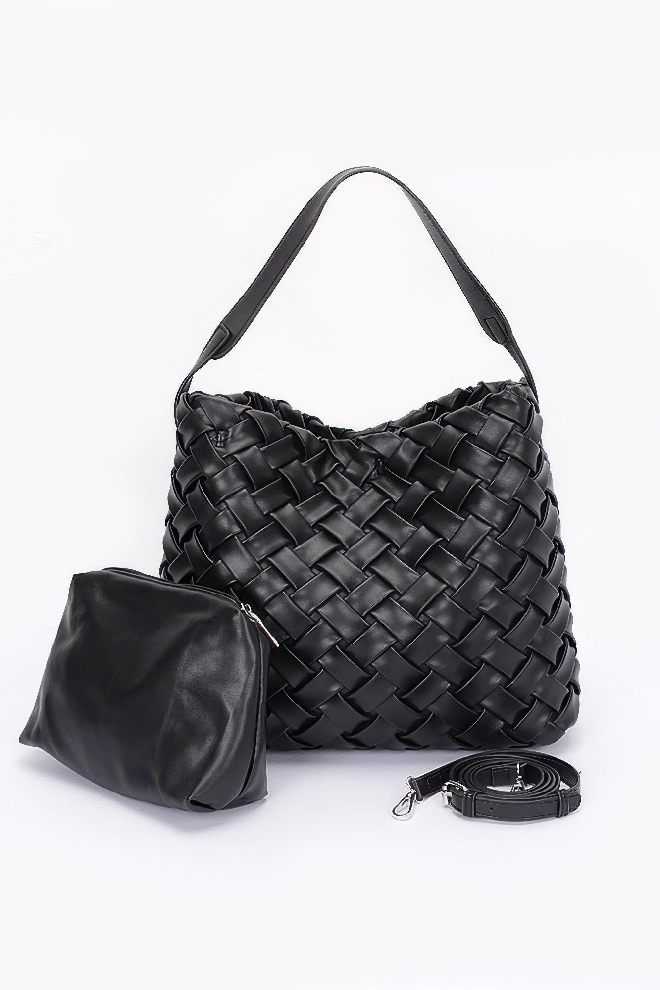 Faux Leather Braided Embossed Hobo Bag product image