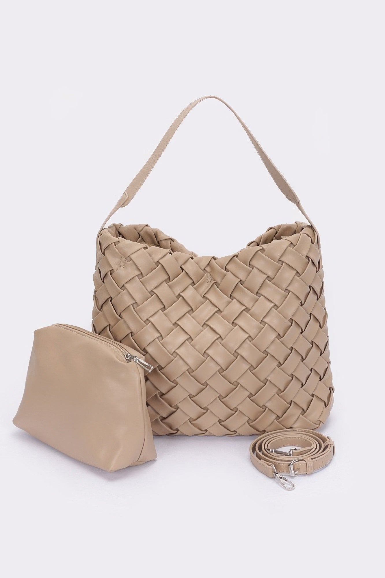 Faux Leather Braided Embossed Hobo Bag product image