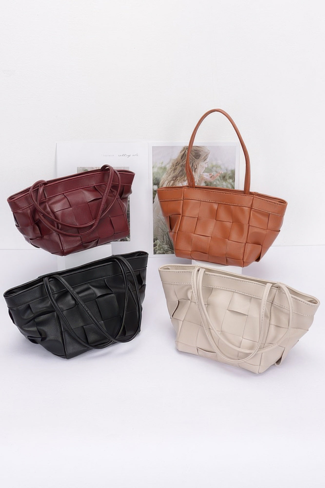 Faux Leather Braided Tote Bag product image