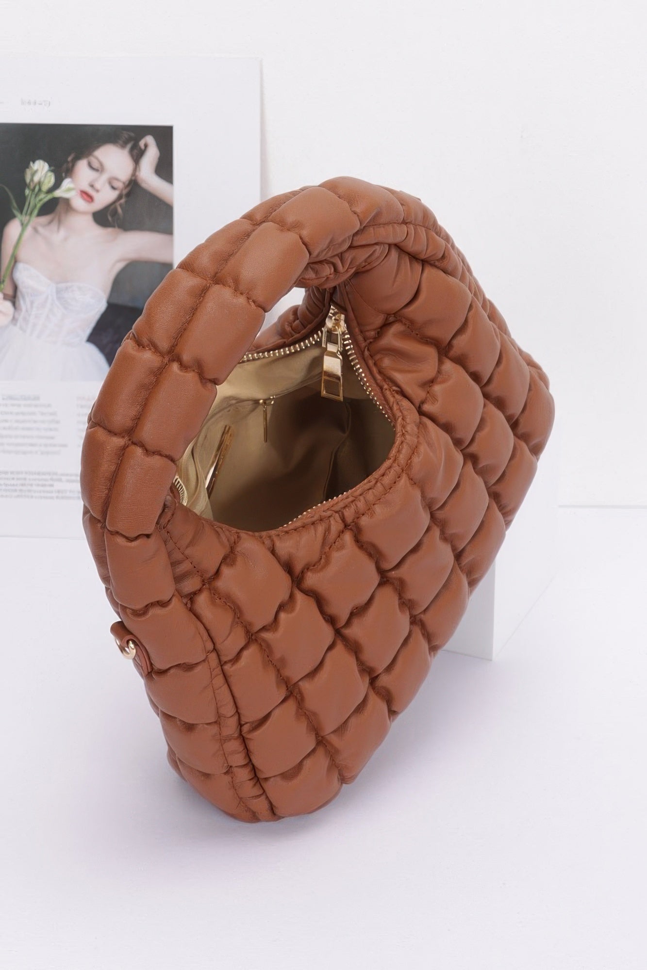 Quilted Faux Leather Padded Hobo Bag product image