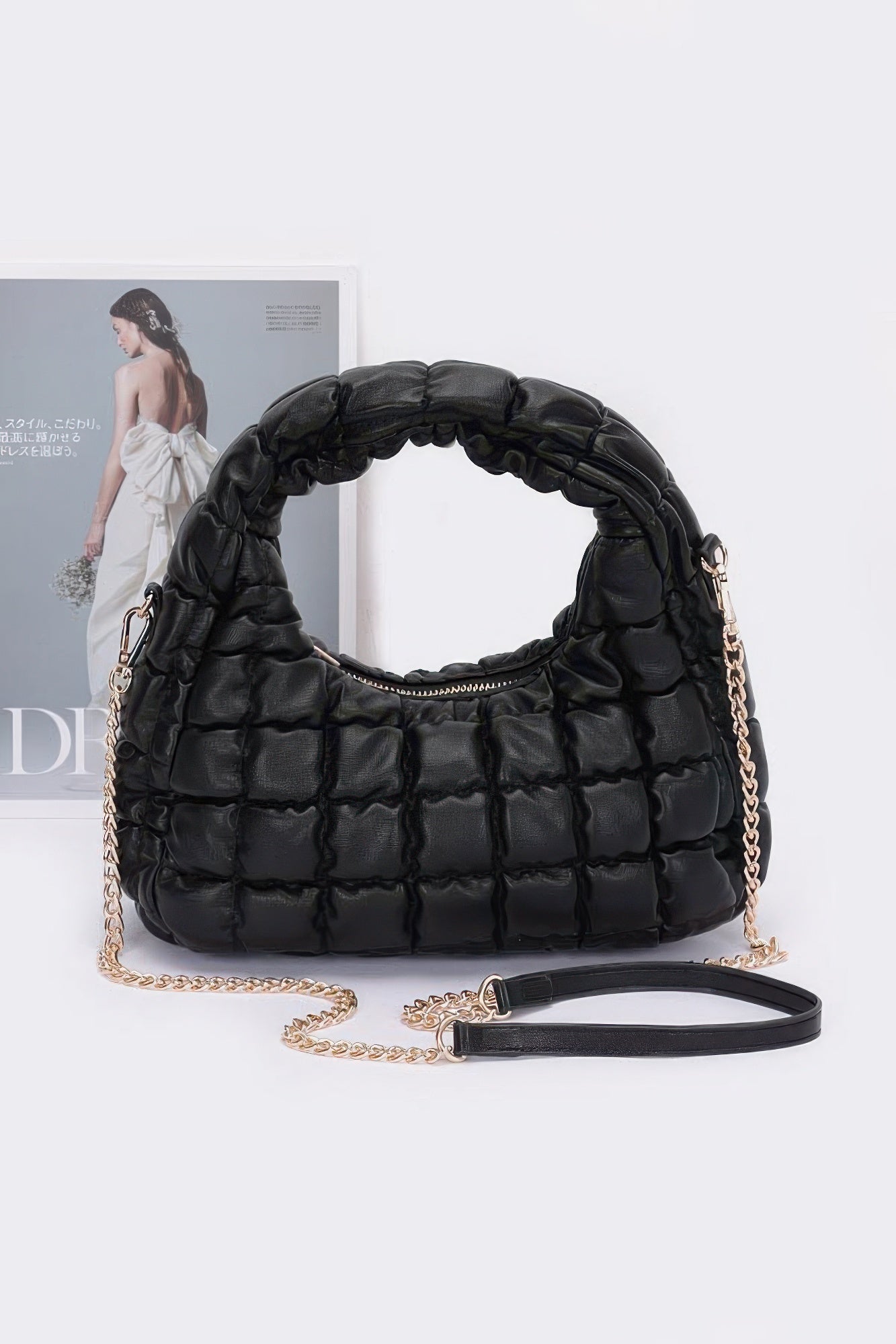 Quilted Faux Leather Padded Hobo Bag product image