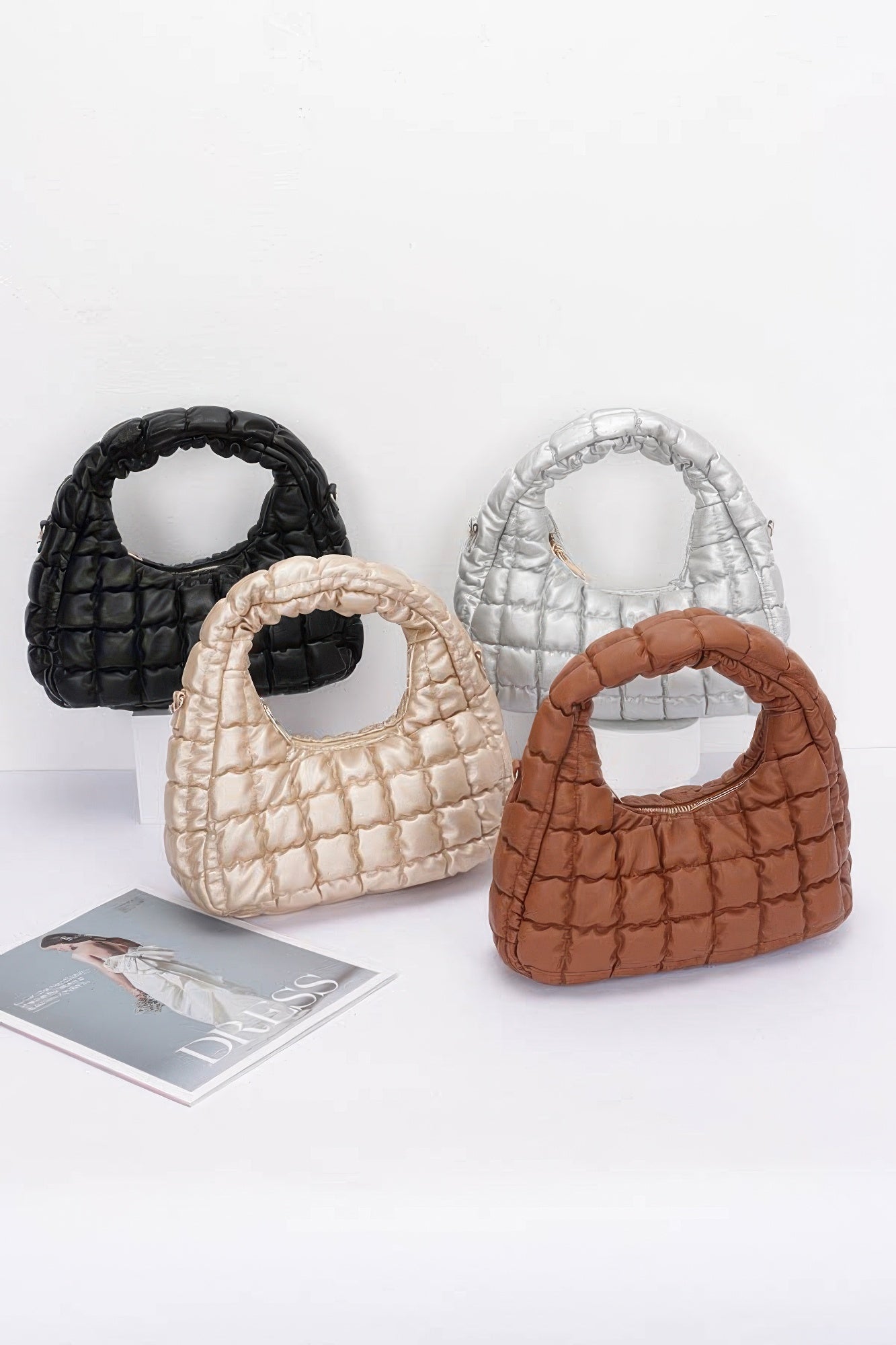 Quilted Faux Leather Padded Hobo Bag product image