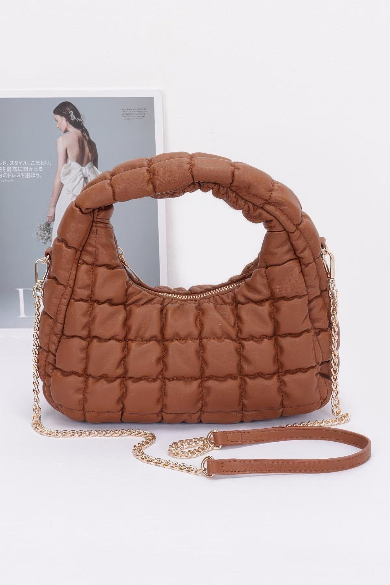 Quilted Faux Leather Padded Hobo Bag product image