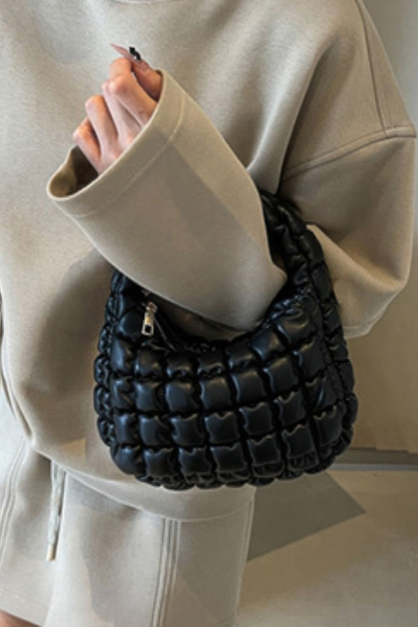 Quilted Faux Leather Padded Handle Bag product image